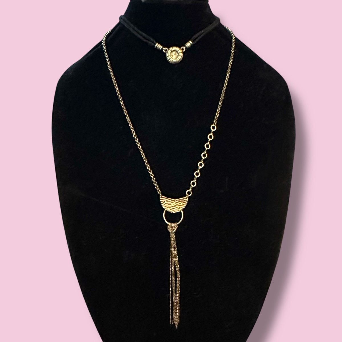 Other Bronze tone double chain layered pendant necklace Size ONE SIZE - 1 Thumbnail