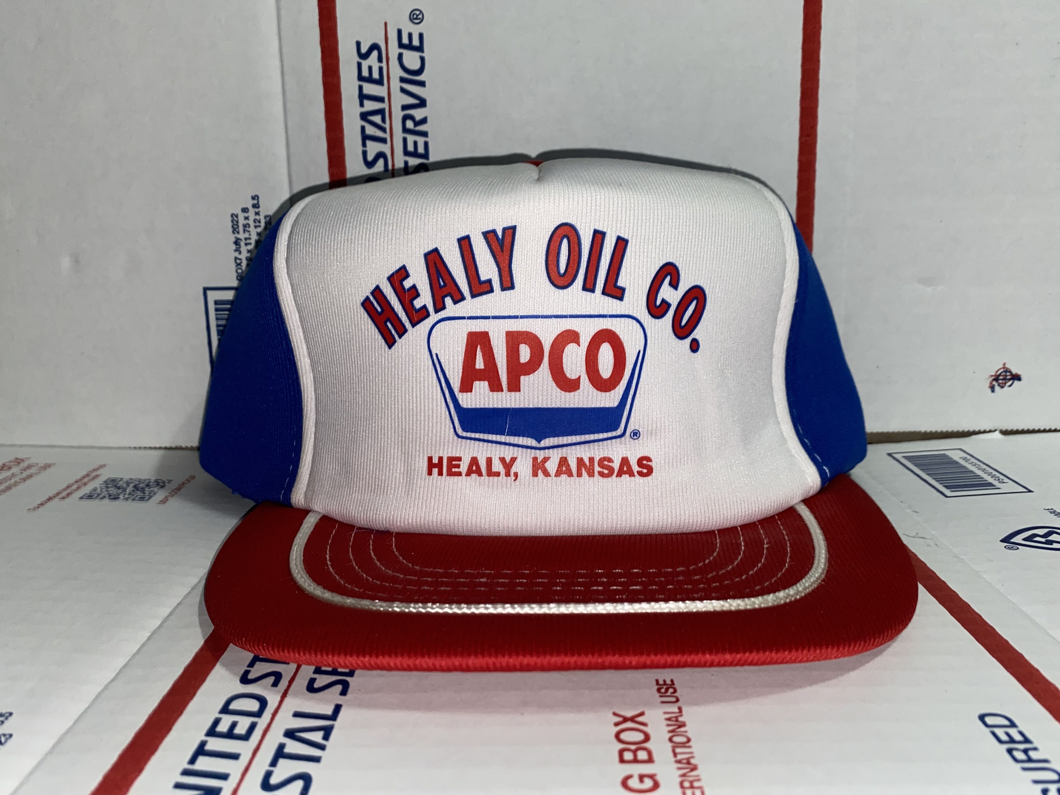 Vintage vtg FOAM Trucker Hat Cap kansas Healy OIL Co. APCO gas petro Size ONE SIZE - 1 Thumbnail