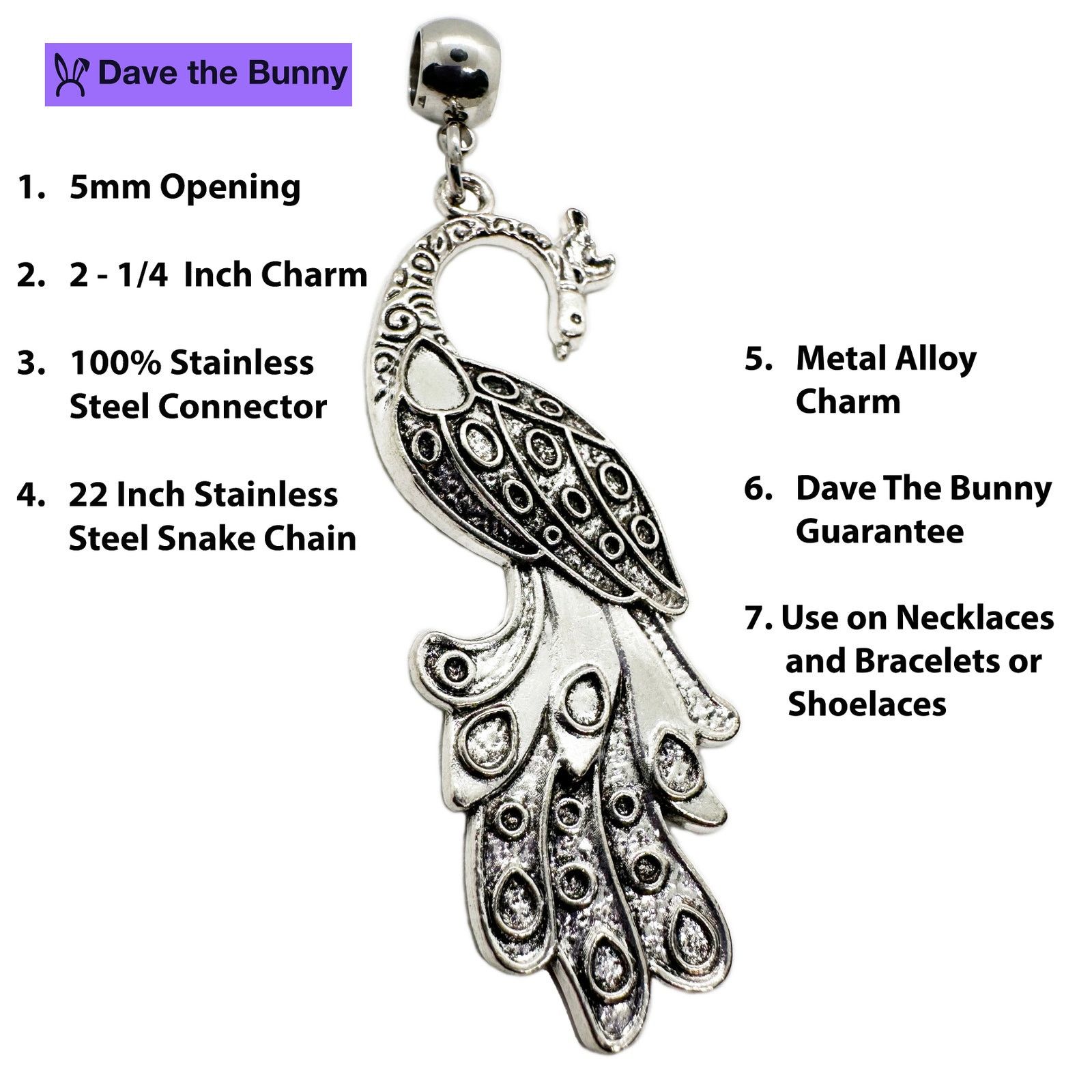& Other Stories Peacock Bird Charm Necklace Pendant Jewelry Size ONE SIZE - 2 Thumbnail