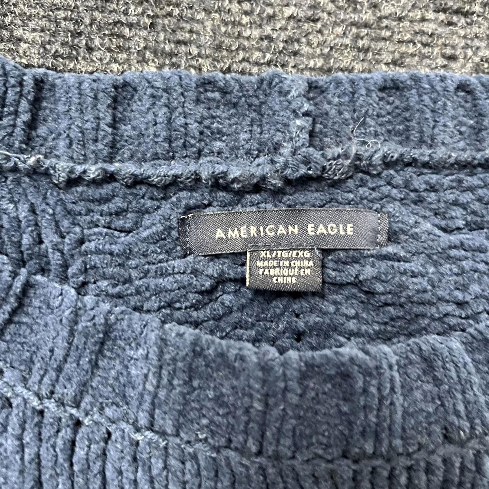 Vintage American Eagle Sweater Womens XL Blue Cable Knit Crewneck Pullover Soft Cozy Size XL / US 12-14 / IT 48-50 - 2 Thumbnail