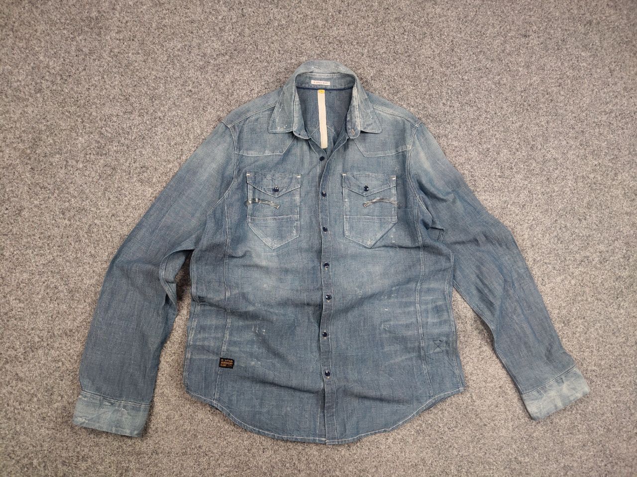 G-Star G Star Raw Essentials Tacoma Linen Blend Distressed Shirt Size US L / EU 52-54 / 3 - 12 Thumbnail