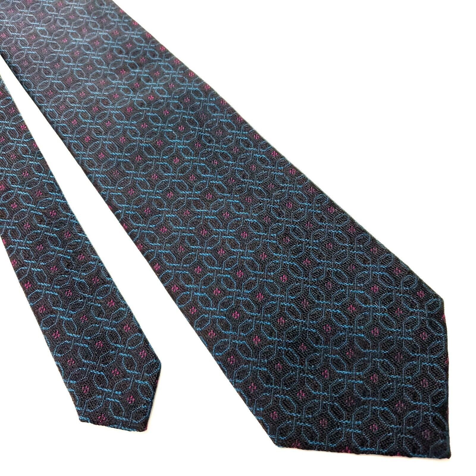 Vintage Ferrell Reed Norstrom Silk Tie Woven Black Green Red Geometr Size ONE SIZE - 1 Thumbnail