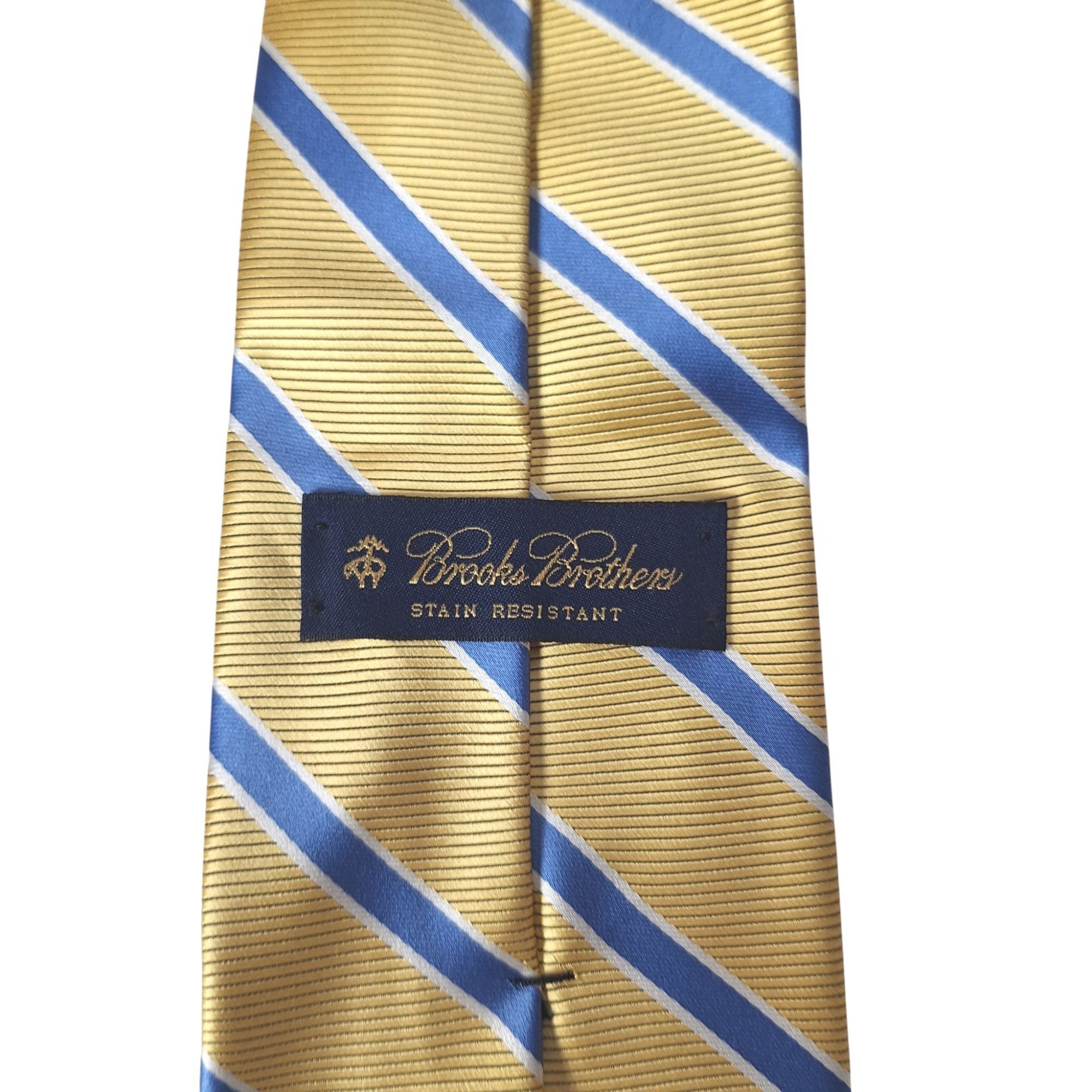 Brooks Brothers Brooks Brothers Gold Blue Striped Silk Tie Preppy Quiet Luxu Size ONE SIZE - 6 Thumbnail