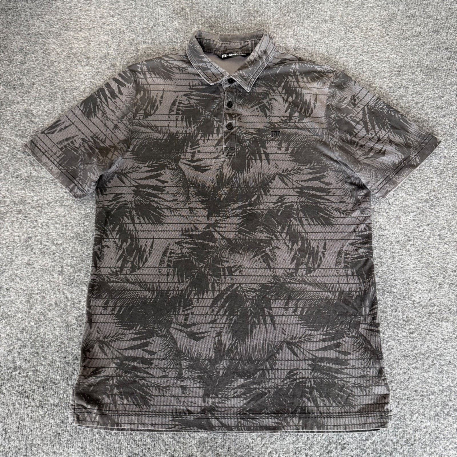 TravisMathew Travis Mathew Golf Polo Shirt Mens M Gray Palm Tree Striped Size US M / EU 48-50 / 2 - 1 Thumbnail