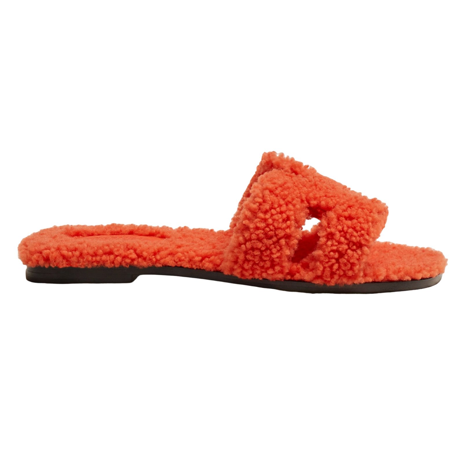 Hermes Hermes Oran Teddy Shearling Fur Orange H Logo Slide Size US 6.5 / IT 36.5 - 1 Thumbnail