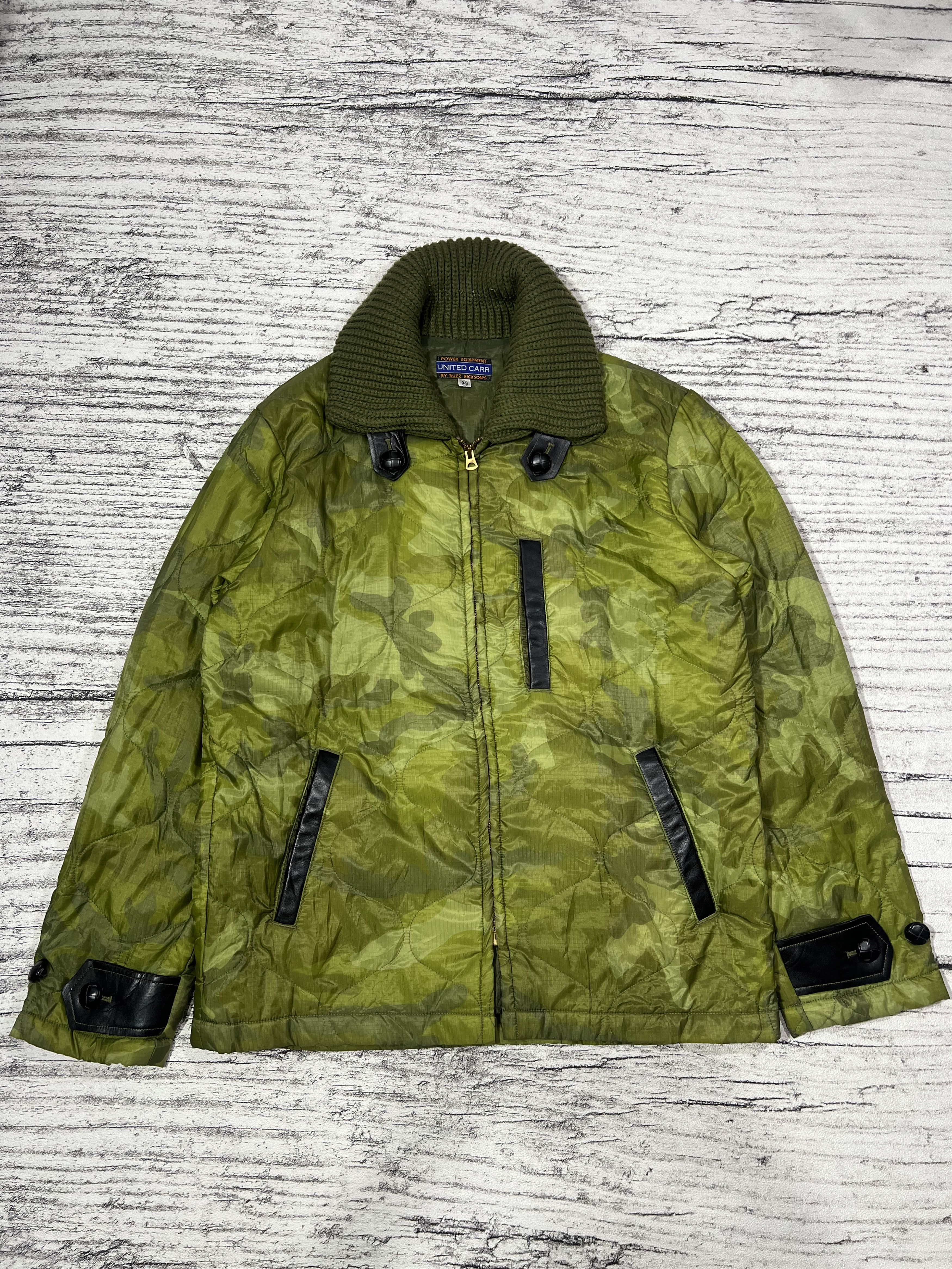 Buzz Rickson's 2000s Buzz Ricksons Leather Quilted Camo Military Jacket Size US L / EU 52-54 / 3 - 1 Thumbnail