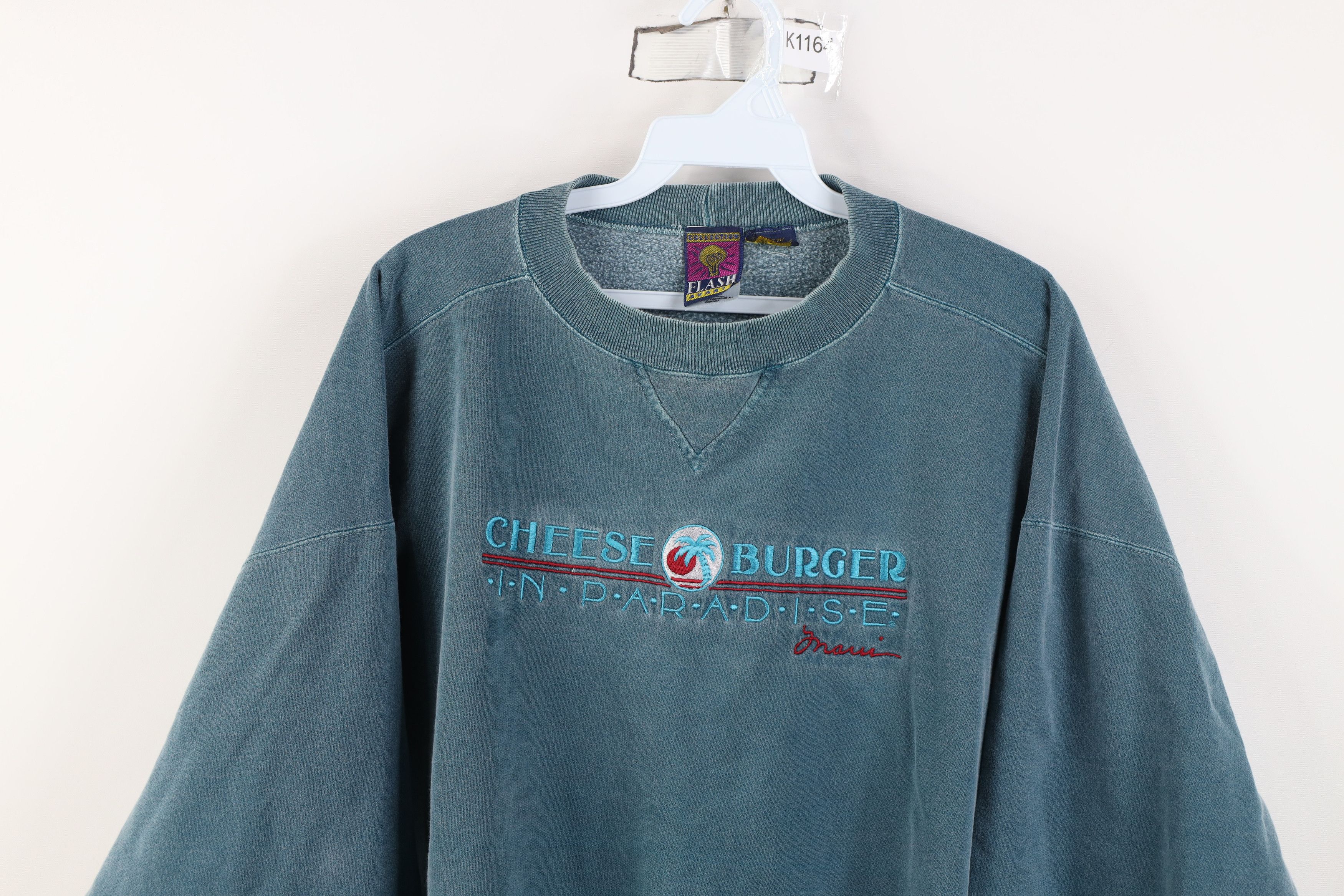 Vintage Vintage 90s Burger In Paradise Jimmy Buffett Sweatshirt Size US XL / EU 56 / 4 - 2 Thumbnail