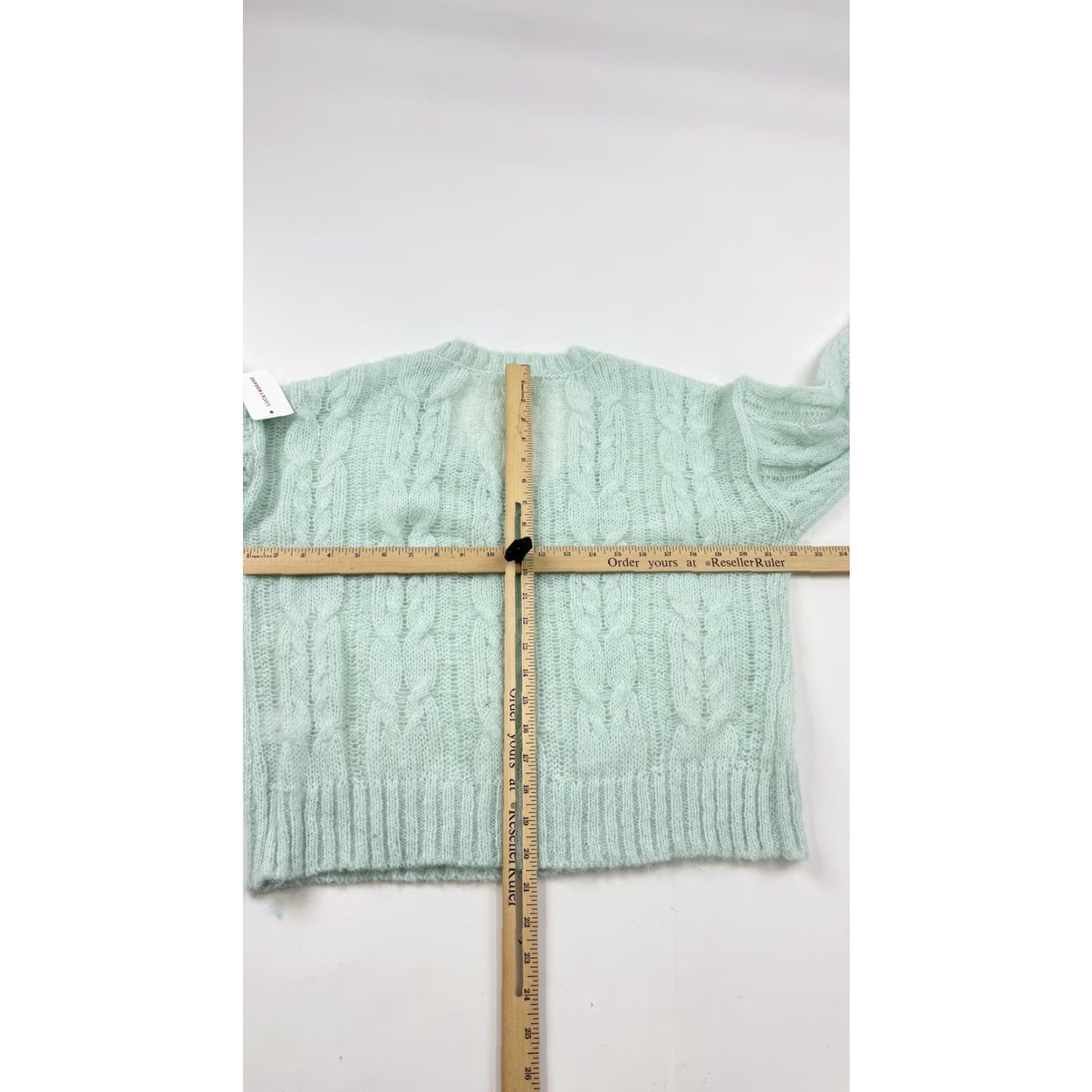 Lucky Brand Lucky Brand Sweater Womens Medium Mint Green Cable Knit Fuzzy V-Neck Soft Pullover Size M / US 6-8 / IT 42-44 - 4 Thumbnail