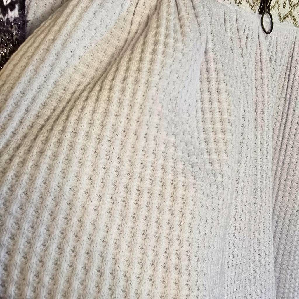 Free People Free People Cozy Cottage Metallic Thermal Sweater White Gold Size XS / US 0-2 / IT 36-38 - 15 Thumbnail