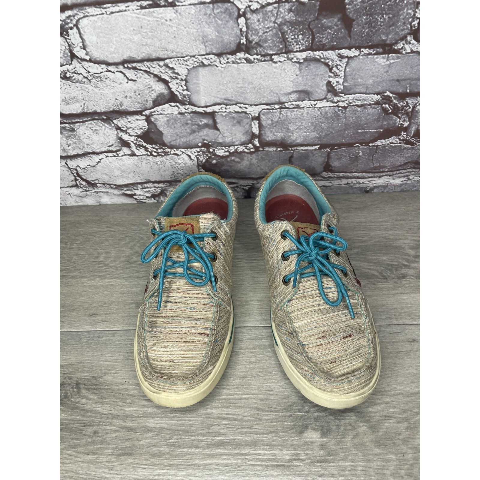 Other Hooey Loper By Twisted X Tan Fabric Western Blue Lace Shoes Size US 6.5 / IT 36.5 - 12 Thumbnail