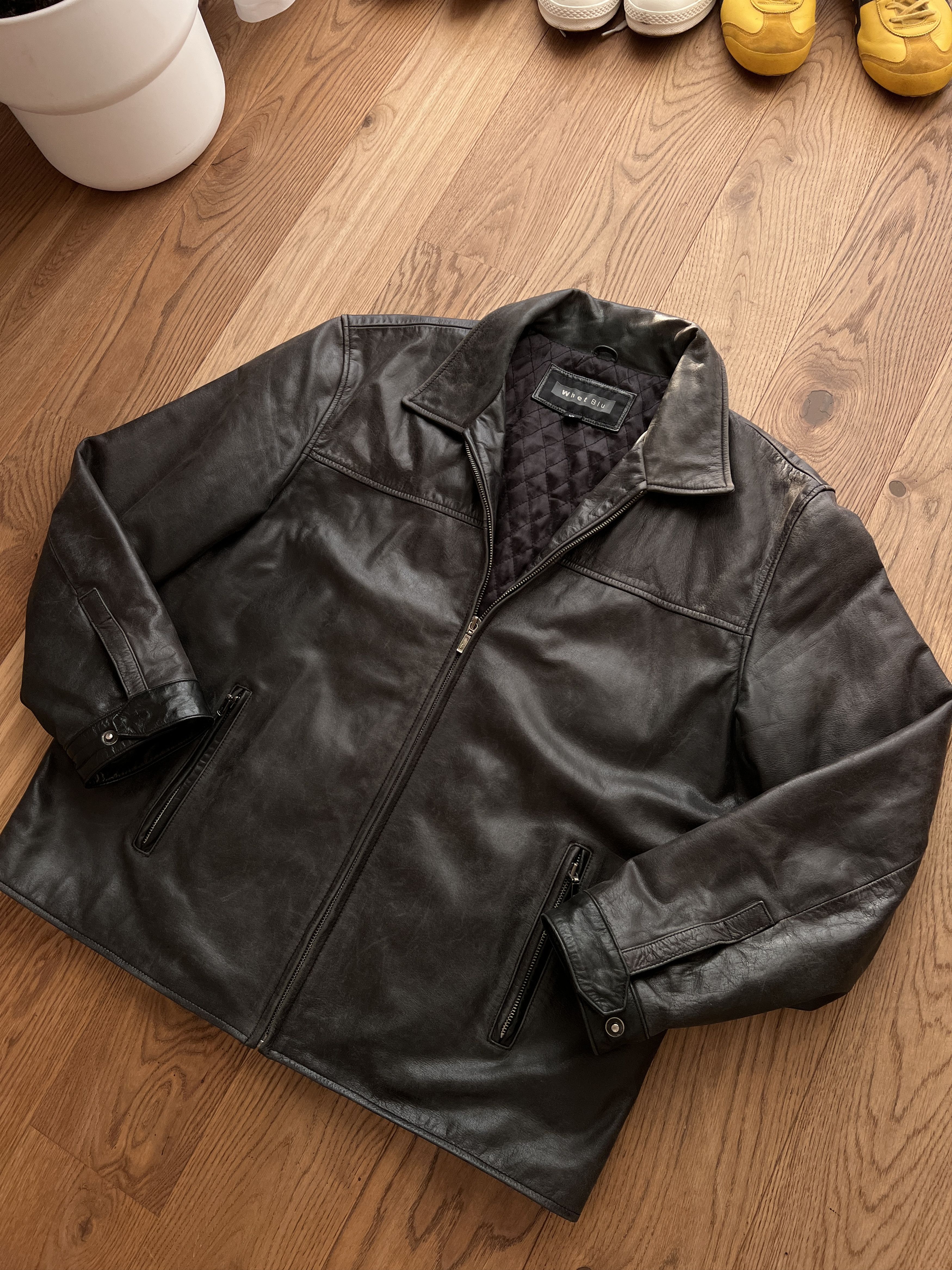 If Six Was Nine Vintage 90s Faded Leather coat hard jacket baggy y2k opium Size US L / EU 52-54 / 3 - 9 Thumbnail