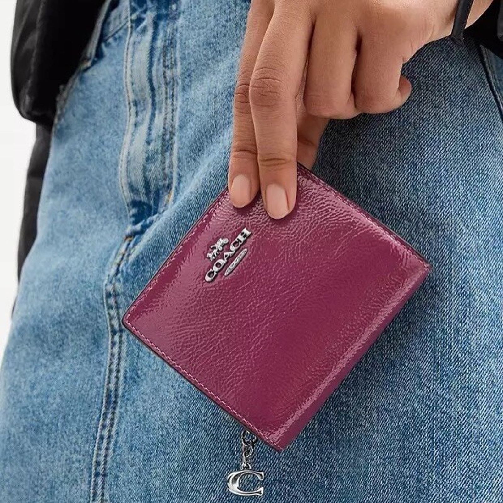 Coach NWT Coach Silver/Pink Snap Wallet CW790 Patent Leather Size ONE SIZE - 8 Thumbnail