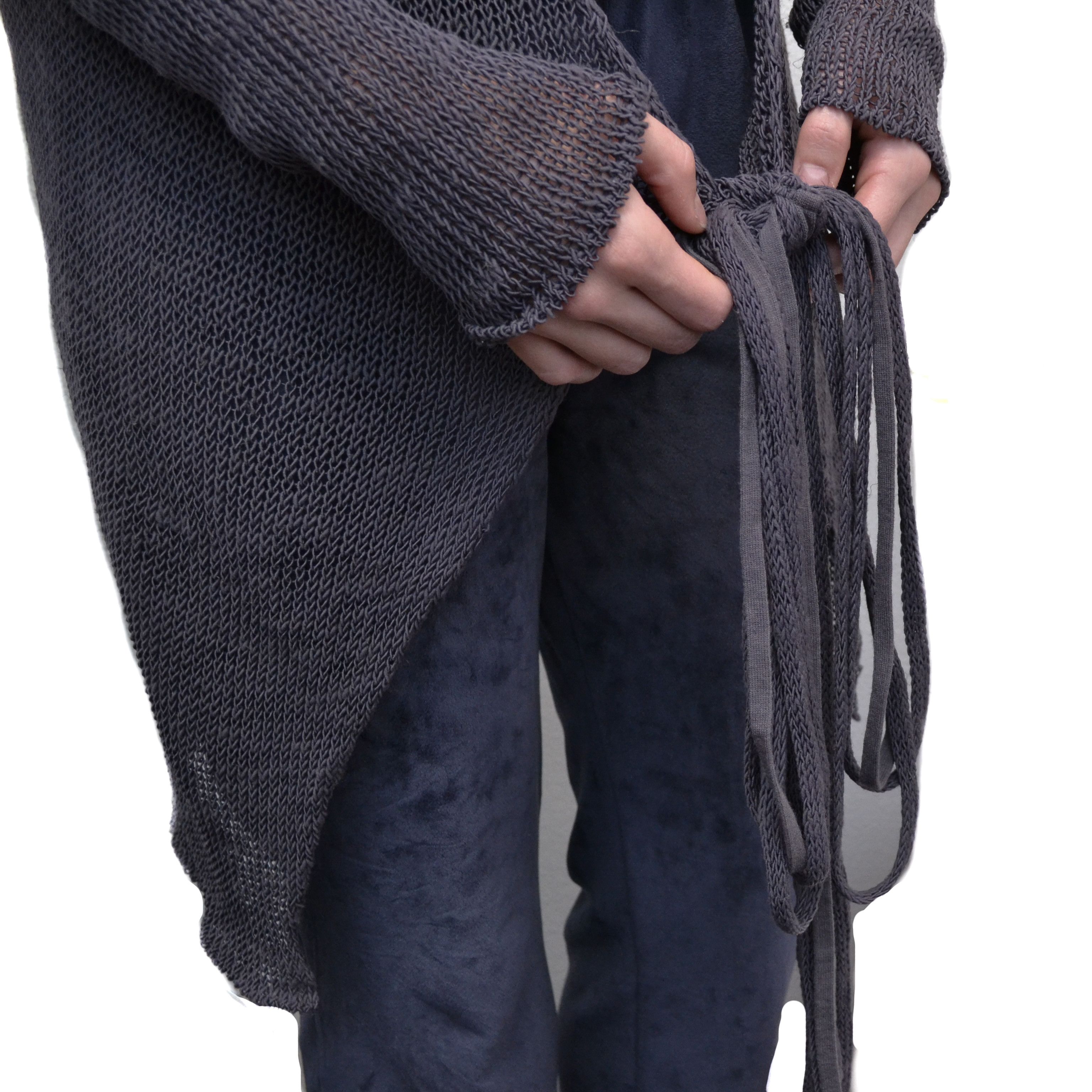 Sarah Pacini Sarah Pacini Y2K Linen Viscose Gray-Purple Cardigan Sweater Size ONE SIZE - 5 Thumbnail
