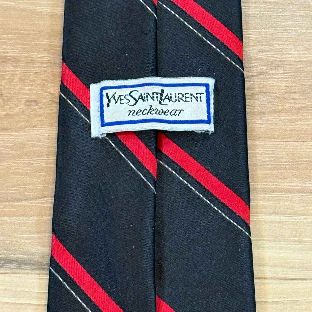 Yves Saint Laurent Yves Saint Laurent Men’s Black Striped Tie 3 1/8” Size 26 - 2 Thumbnail