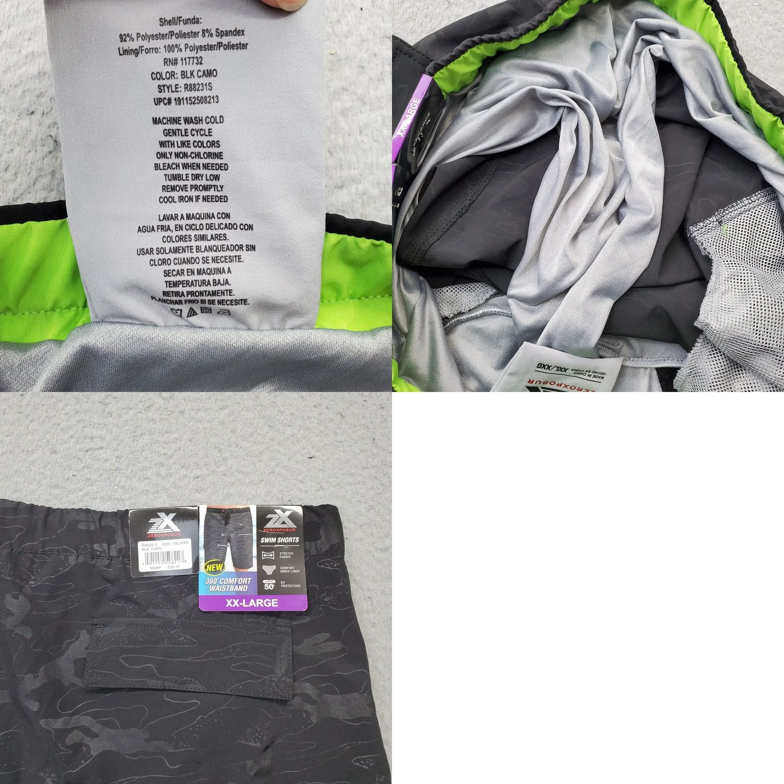 ZeroXposur Nike ZeroXposur Swimwear Shorts Mens 2XL Multi Camouflage Comfort UPF 50+ Stretch Waistband Trunks Mens Body of Water Outdoor Camouflage: 2XL Women? Size US 39 - 8 Thumbnail