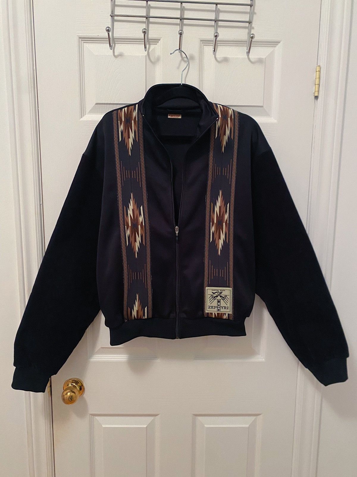 image of Kapital Kochi And Zephyr Smooth Jersey And Corduroy Track Jacket in Black, Men's (Size Large)