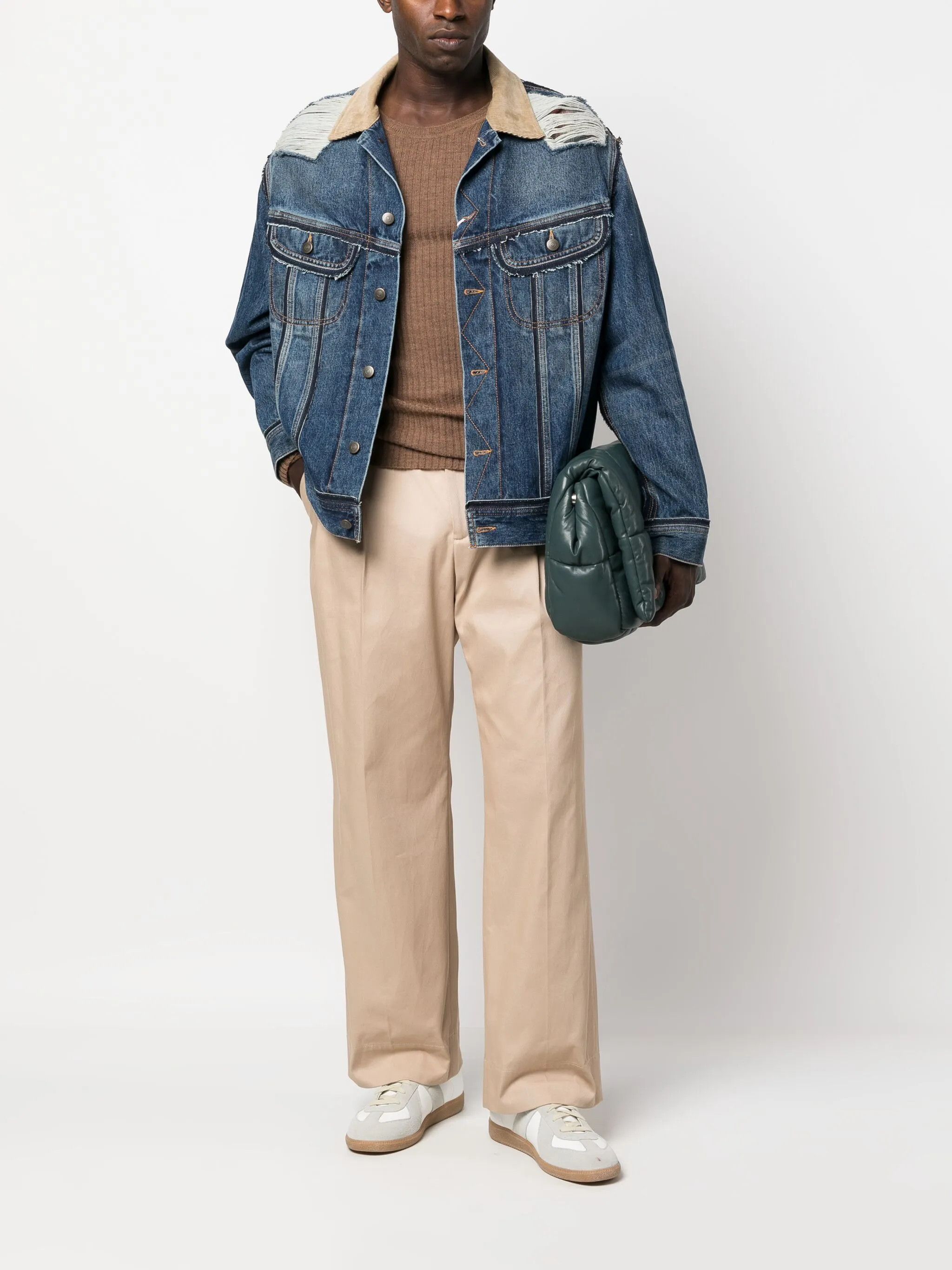 Maison Margiela o1w1db10525 Distressed Denim Jacket in Blue Size US XL / EU 56 / 4 - 2 Thumbnail