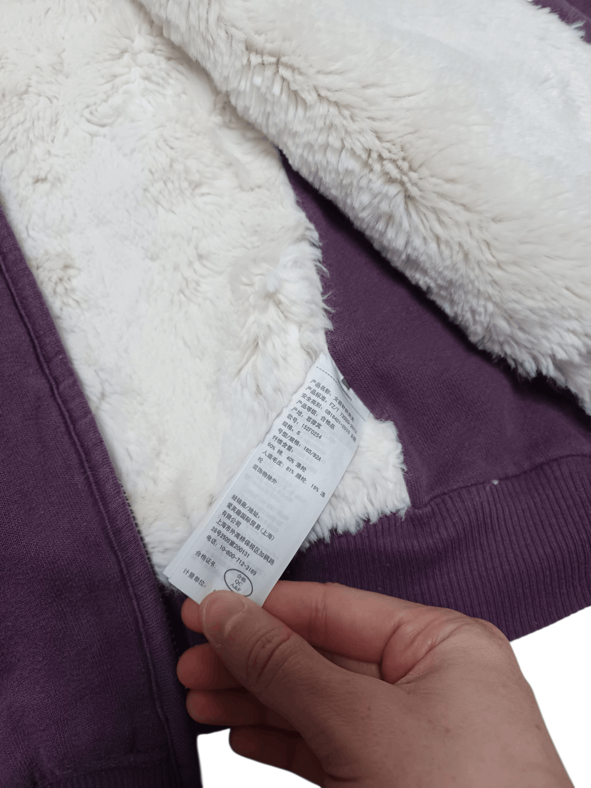 ABERCROMBIE FITCH FAUX FUR LADY`S WARM ZIP HOODIE