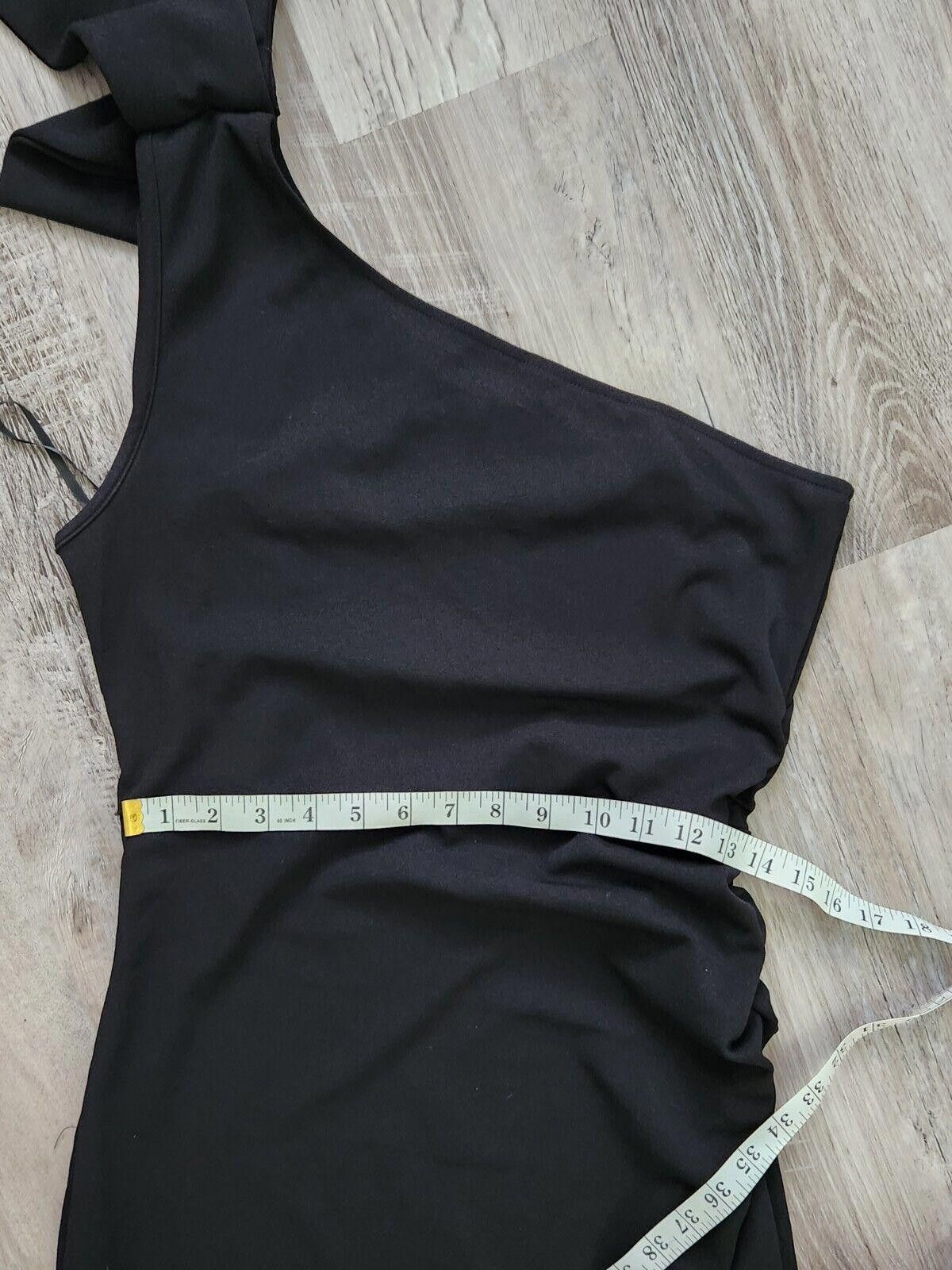 Designer Pretty Little Garden Dress Medium Black One Shoulder Slit Size M / US 6-8 / IT 42-44 - 8 Thumbnail