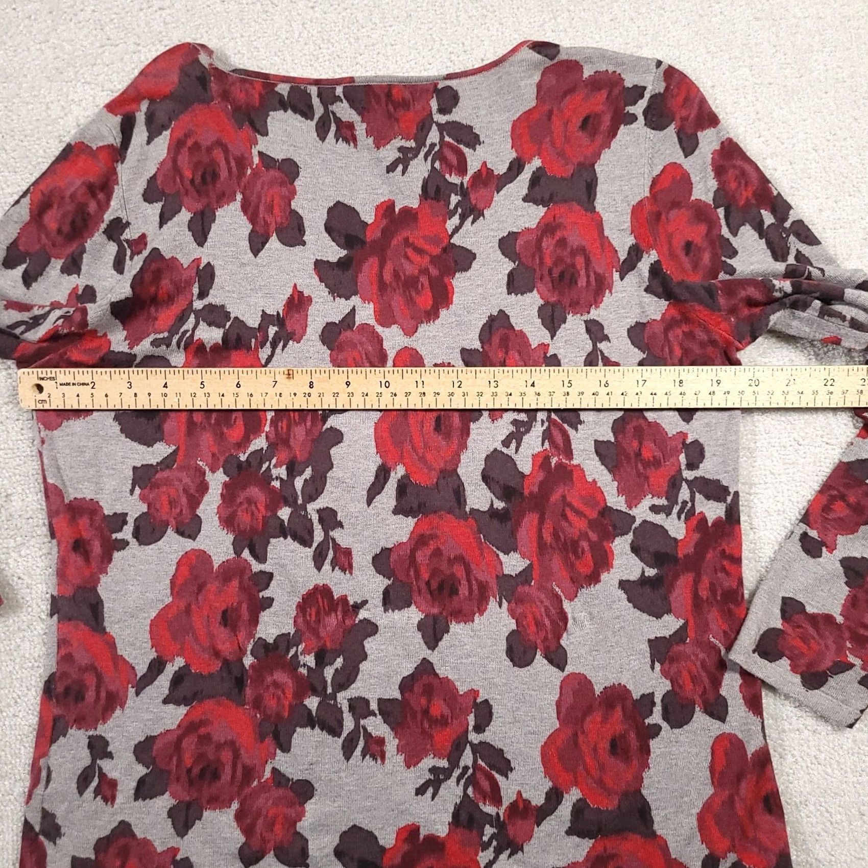 Talbots VINTAGE Talbots Shirt Women PL Petite Large Gray Floral Scoop Neck Long Sleeve Size L / US 10 / IT 46 - 6 Thumbnail