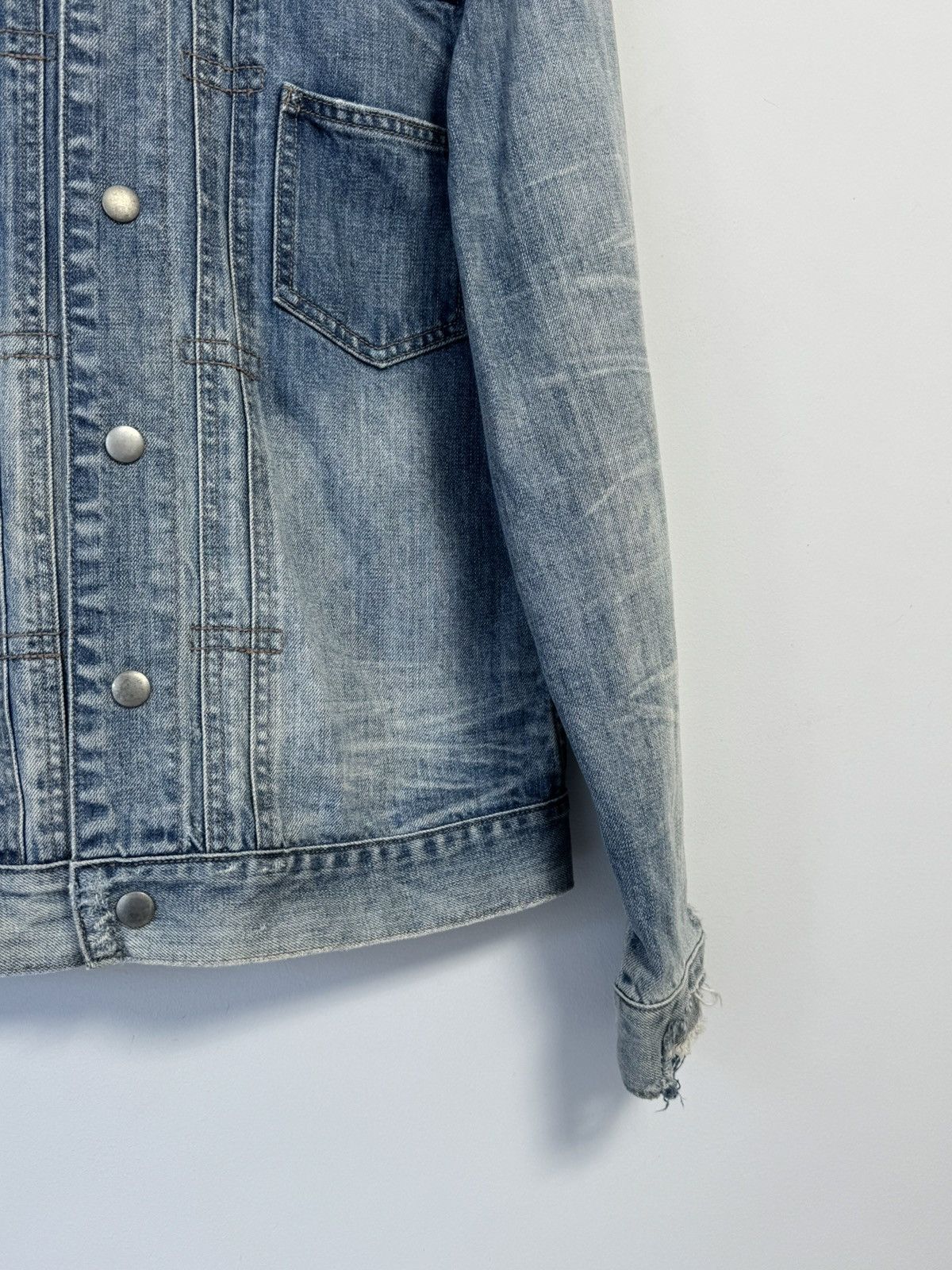 Allsaints AllSAINTS Iren Men's Distressed Denim Jacket Mid Indigo Size US M / EU 48-50 / 2 - 6 Thumbnail