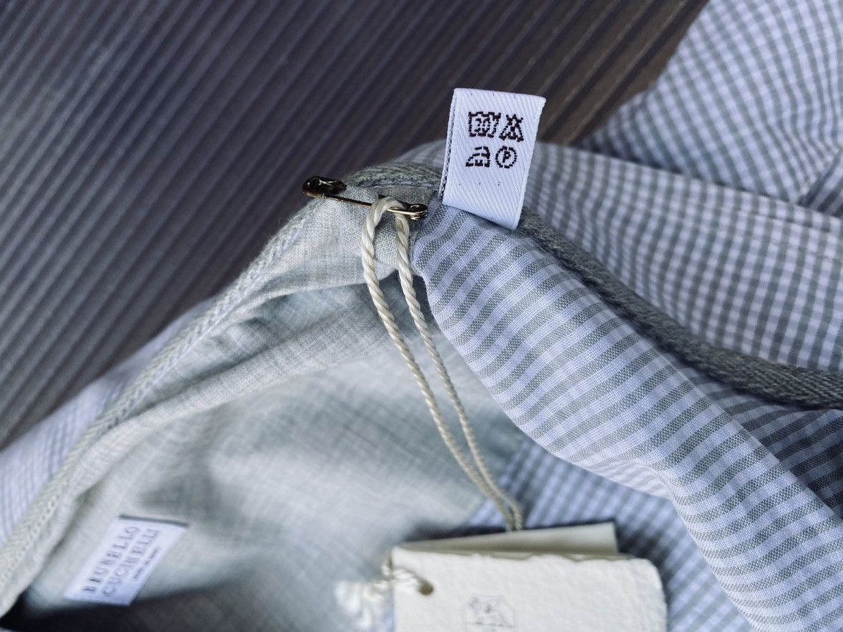 Brunello Cucinelli Brunello Cucinelli 🇮🇹 Olive Gingham Check Dress Shirt M NWT Size US M / EU 48-50 / 2 - 8 Thumbnail