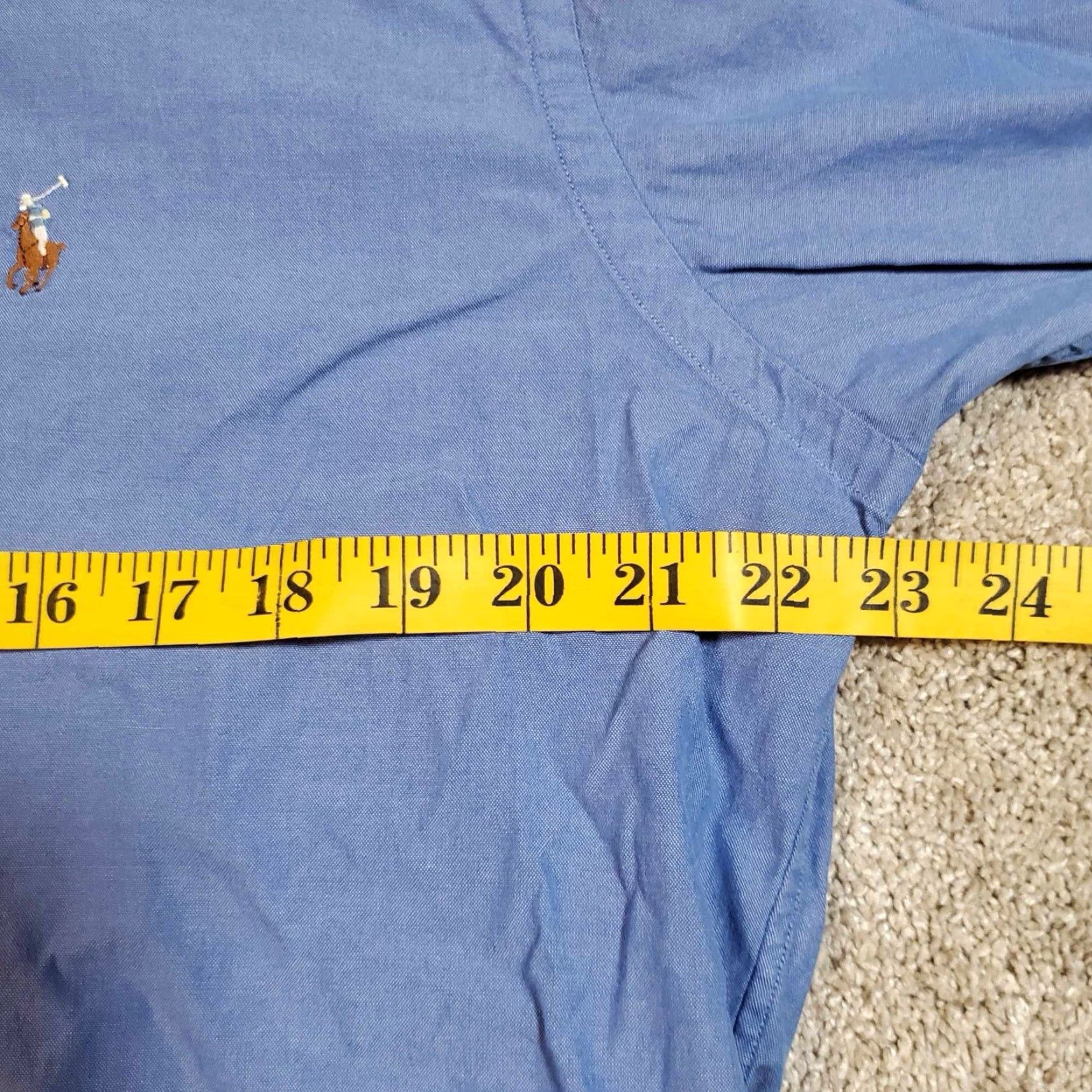Polo Ralph Lauren VINTAGE Polo Ralph Lauren Button Up Shirt XL Blue Cotton Knit Solid Long Sleeve Men Button-Down Collar 23” Pit - Pit Size US XL / EU 56 / 4 - 4 Thumbnail