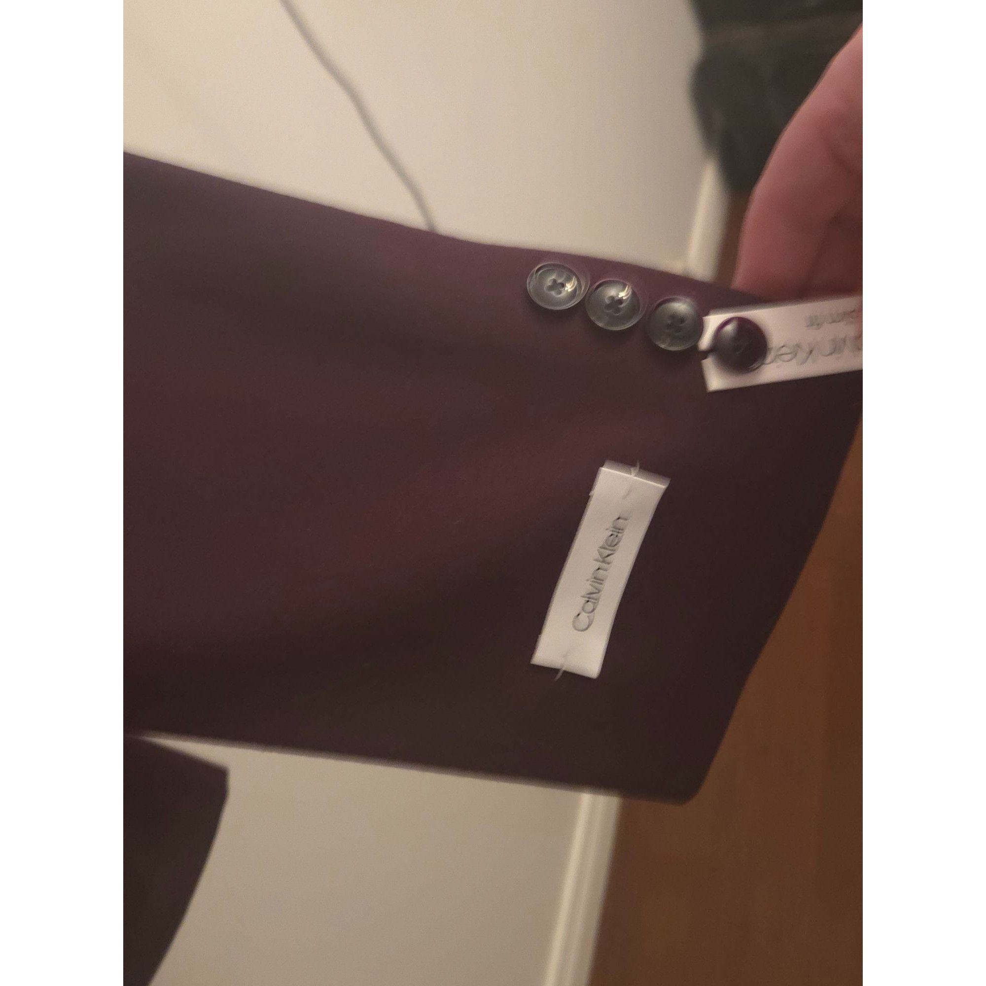 Calvin Klein Calvin Klein Burgundy Slim Fit Stretch Blazer Jacket Size 46R - 7 Thumbnail