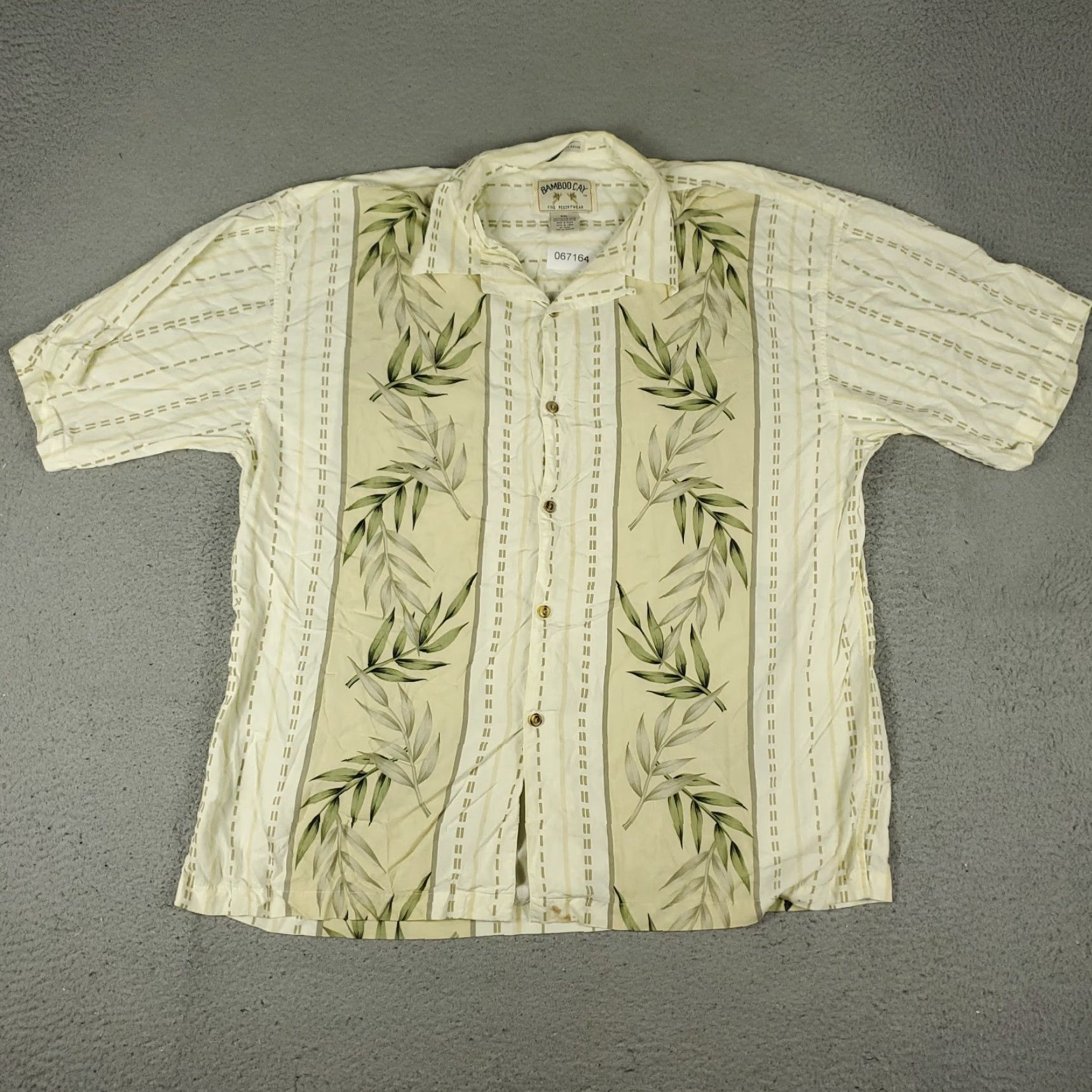 Vintage Bamboo Cay Shirt Mens 2XL Ivory Rayon Hawaiian Button Up Short Sleeve Size US XXL / EU 58 / 5 - 2 Thumbnail