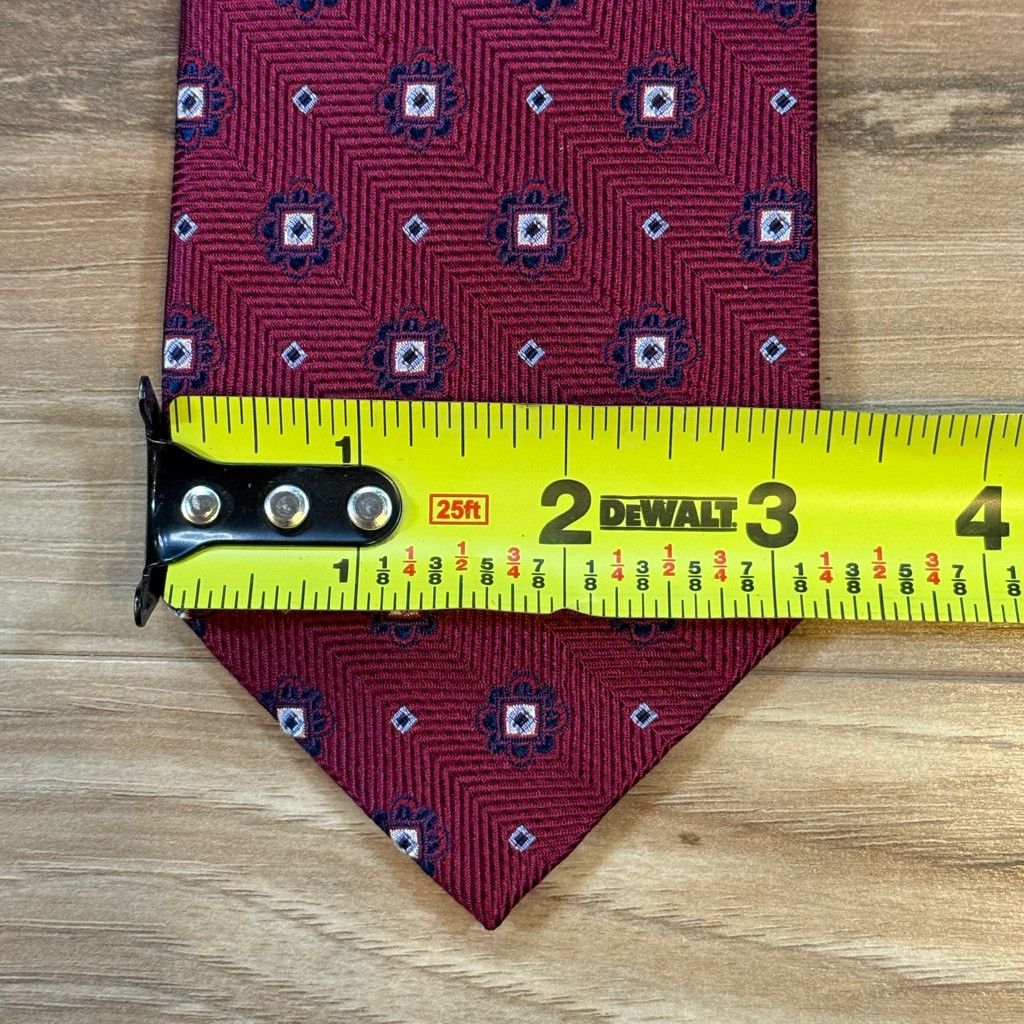 Bruno Piattelli Bruno Piattelli Red Silk Tie 3.25” Handmade Medallion Size 26 - 3 Thumbnail