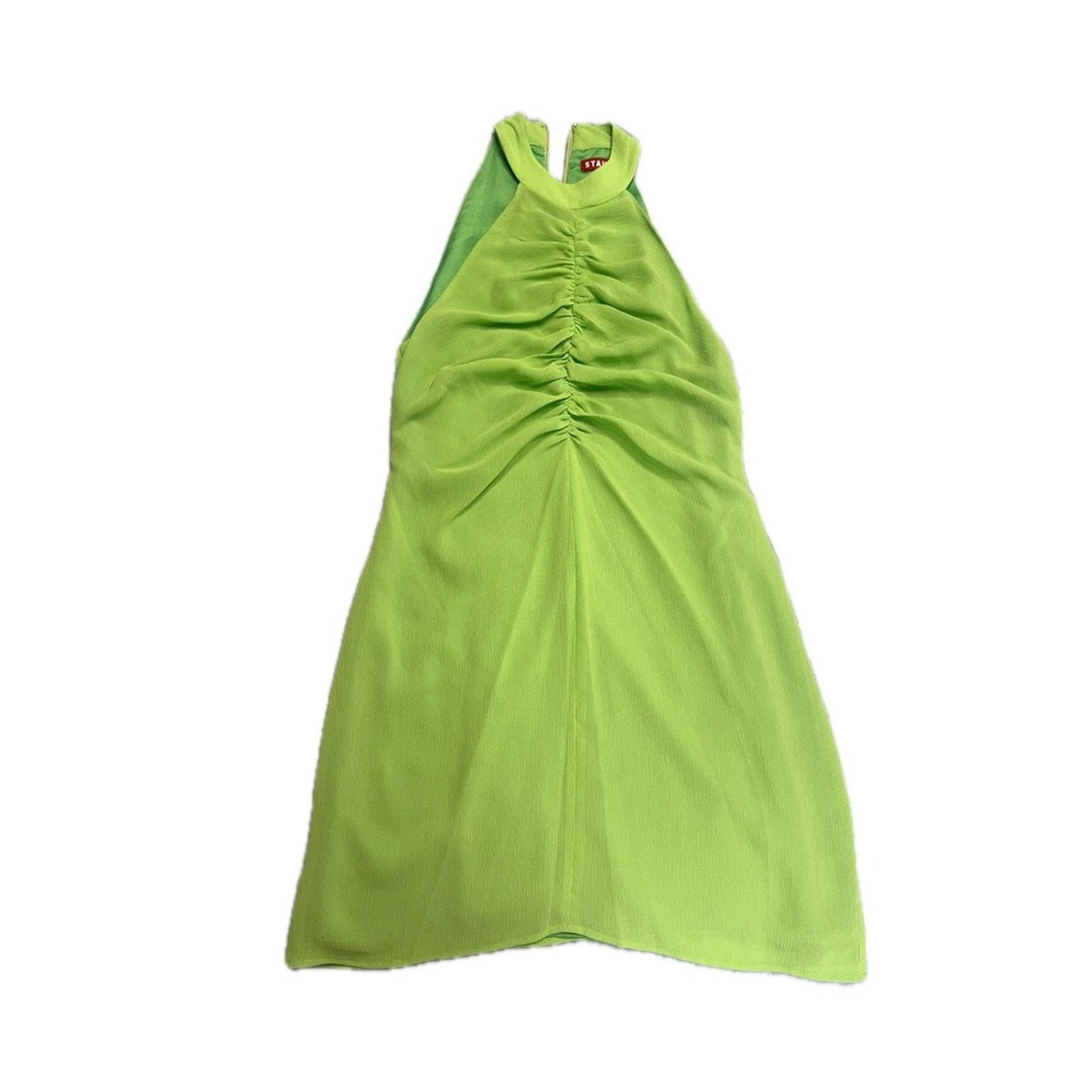 Staud STAUD Women's Green Halter Mini Ruched Fitted Party size 4 Size S / US 4 / IT 40 - 2 Thumbnail