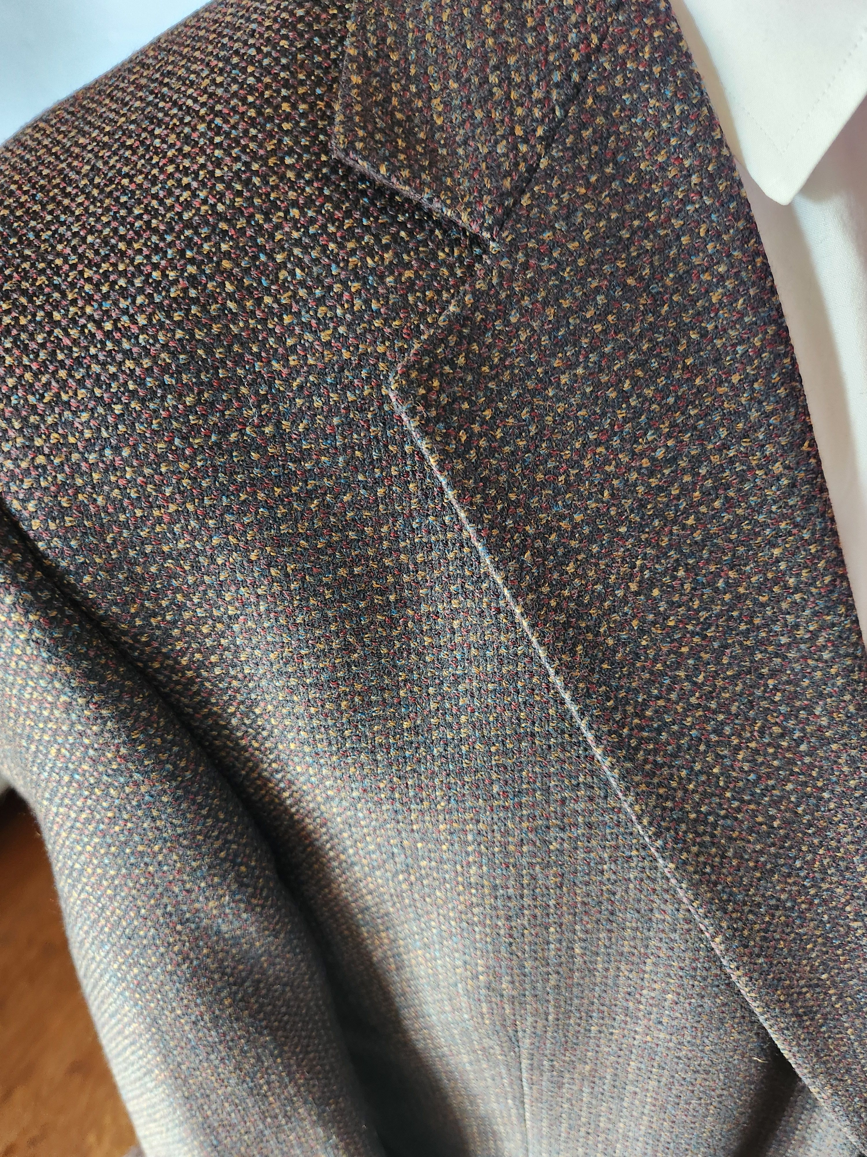 Tallia Vintage Men's 100% Wool Dark Brown Tweed 2 Button Blazer Size 44L - 3 Thumbnail