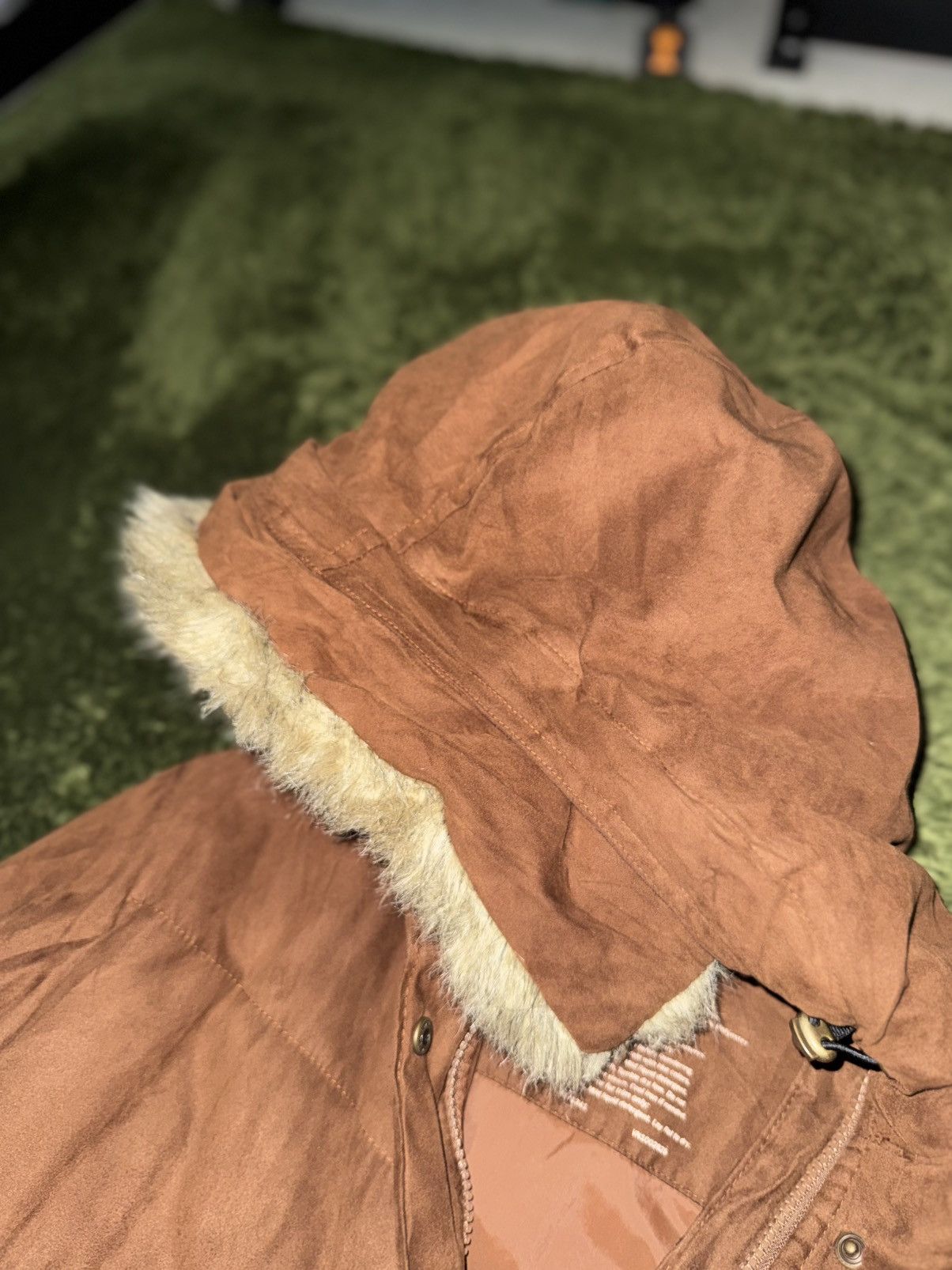 L.L. Bean [L] L.L.Bean Women’s Two-Way Fur Padded Coat Camel Size L / US 10 / IT 46 - 4 Thumbnail