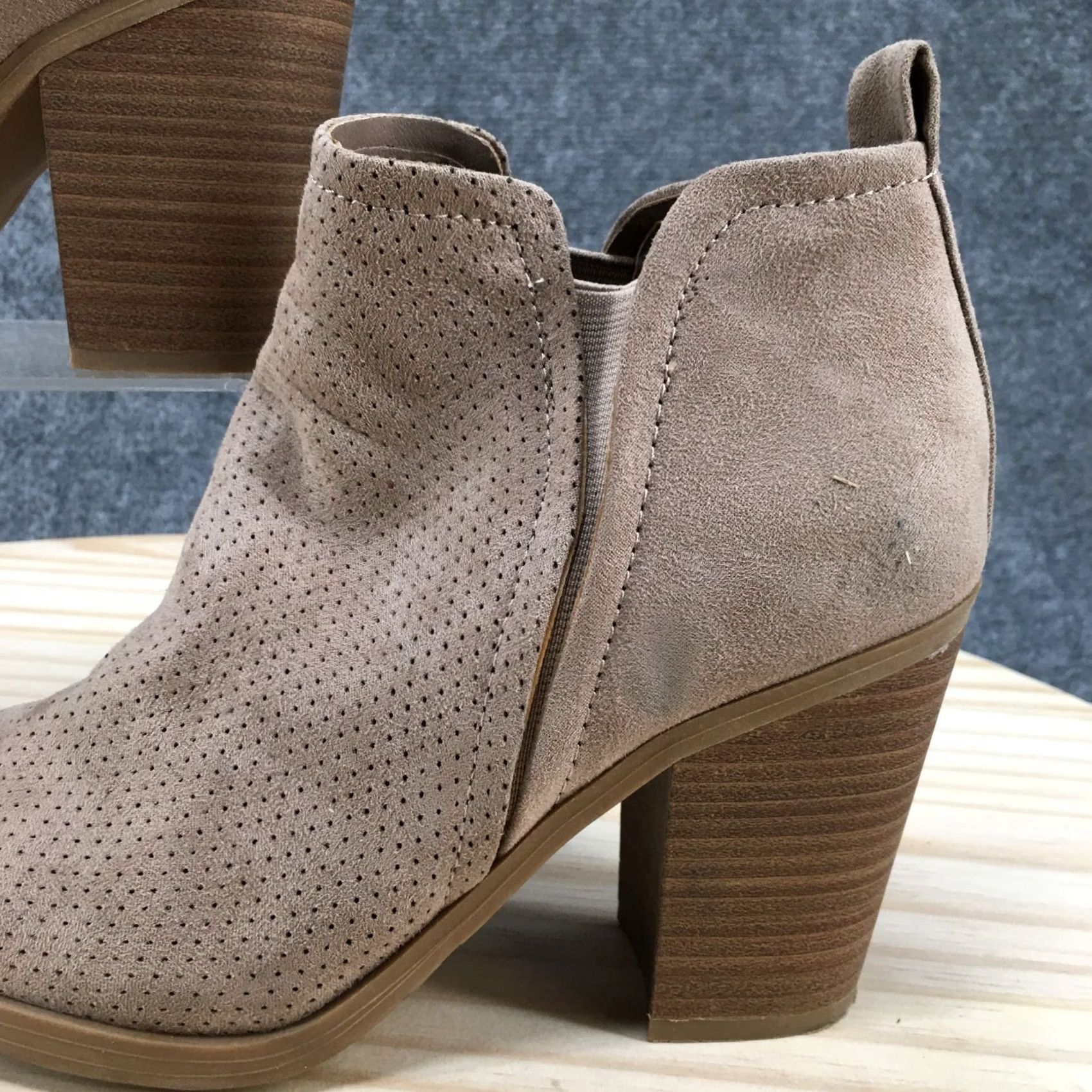 Vintage Universal Thread Avalyn Bootie Womens 7.5 Brown Slip On Perforated Ankle Bootie Brown Boots Womens 7.5 Casual Fall Spring Winter Block Heel Size US 8 / IT 38 - 3 Thumbnail