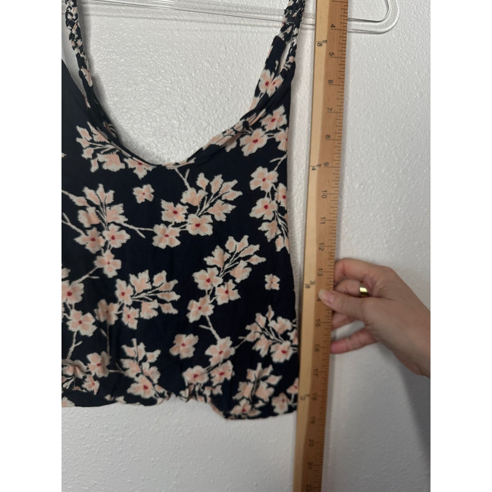 Other Boho Floral Braided Twist Back Tank Top Black Peach Linen Size XS / US 0-2 / IT 36-38 - 14 Thumbnail