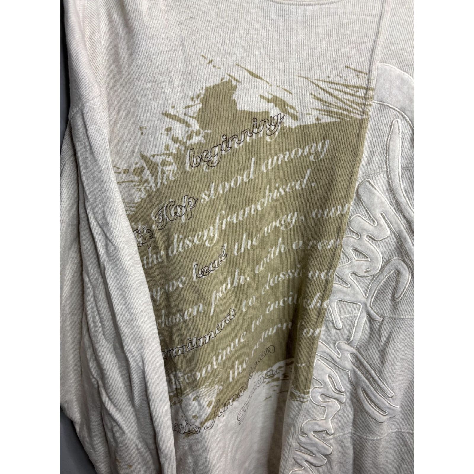 Phat Farm Phat Farm Shirt Mens L Cream Waffle Knit Thermal Long Sleeve Embroidered Crew Neck Graphic Print Modern Streetwear Hip Hop Mens Size US L / EU 52-54 / 3 - 3 Thumbnail