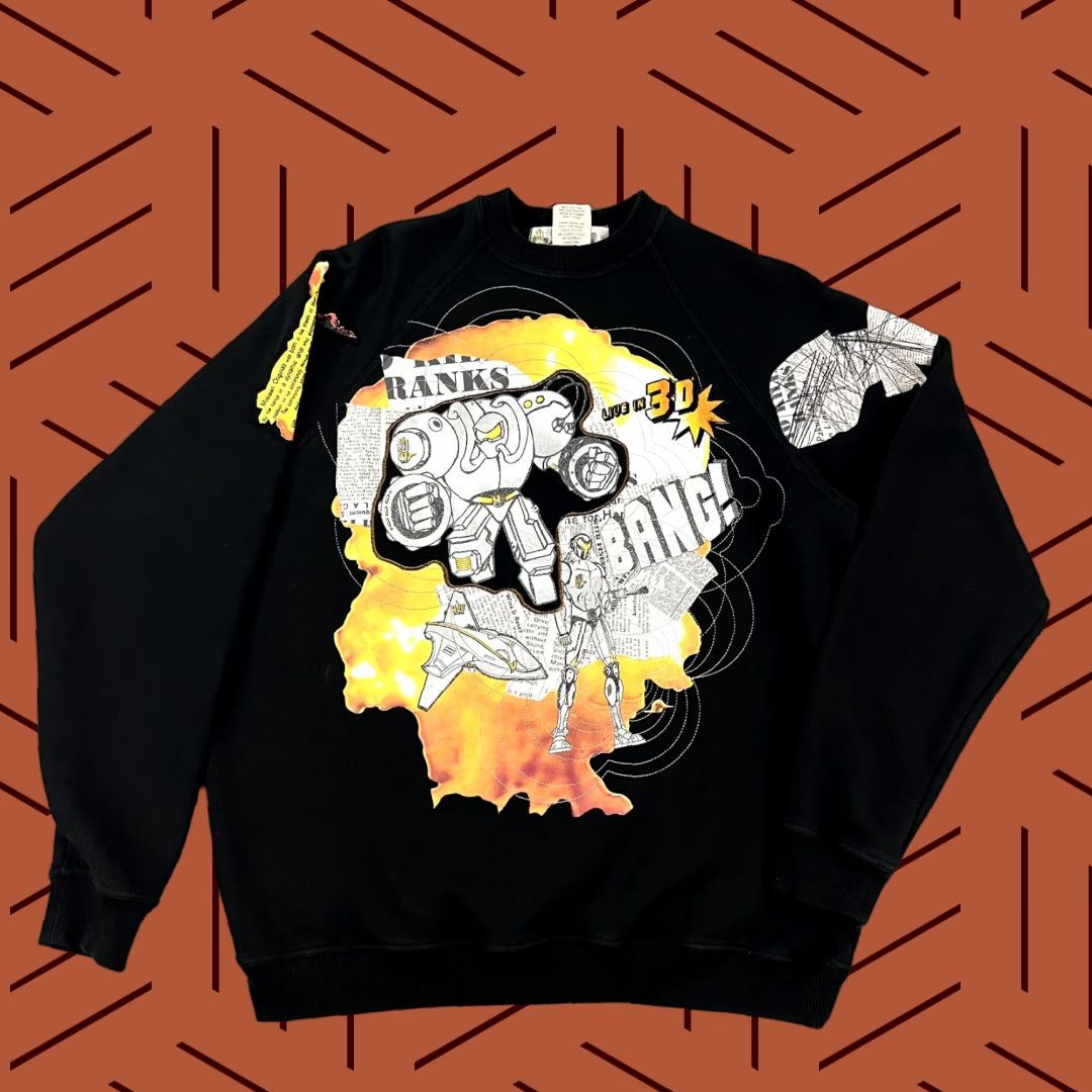 Vintage MISKEEN Sweatshirt Mens XL Black Embroidered Hip Hop Y2K Crewneck Geometric Logo Vintage: No Size US XL / EU 56 / 4 - 1 Thumbnail