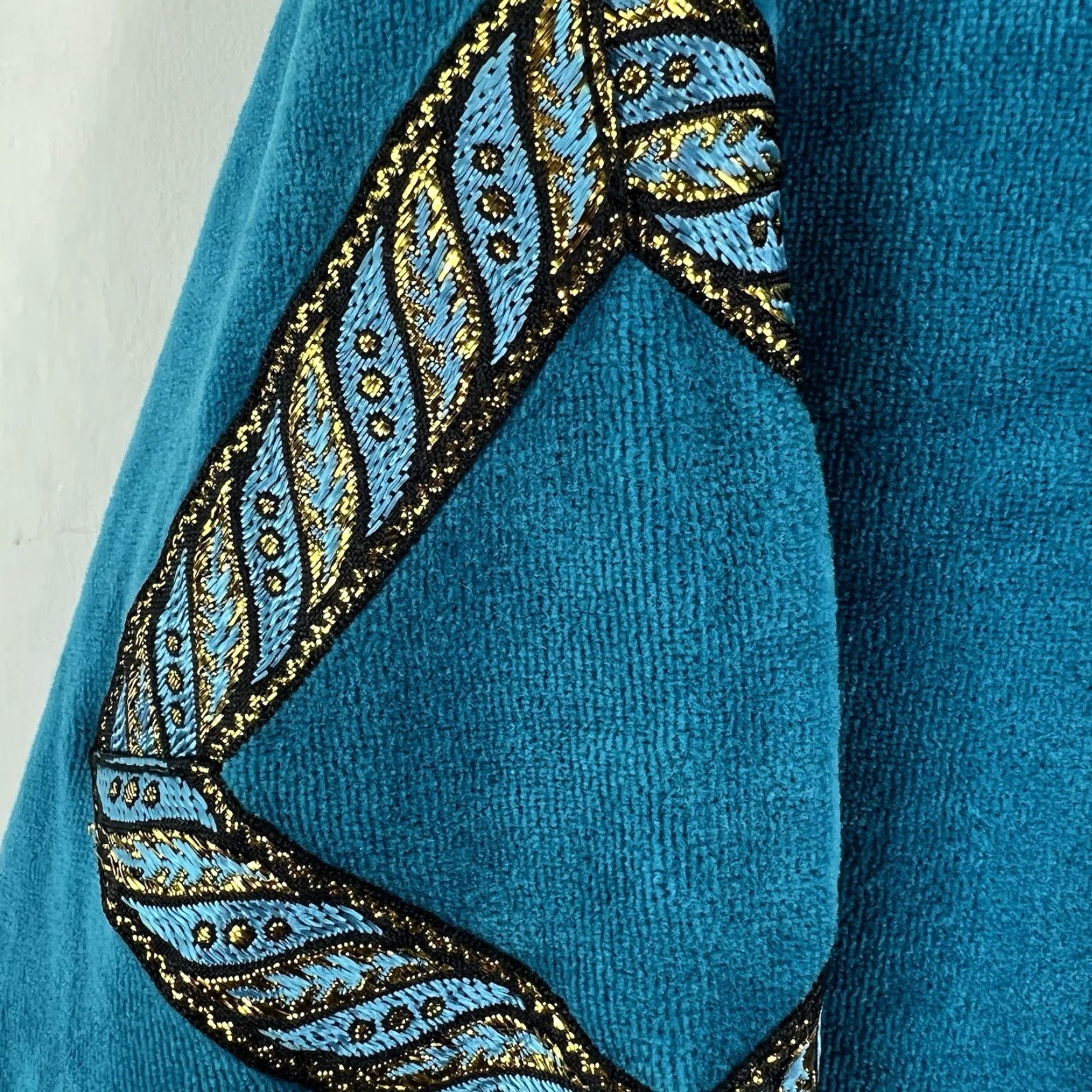 Vintage VINTAGE Southern Stitches Metallic Embroidered Jacket Womens S/M Turquoise 90s Casual Size S / US 4 / IT 40 - 2 Thumbnail