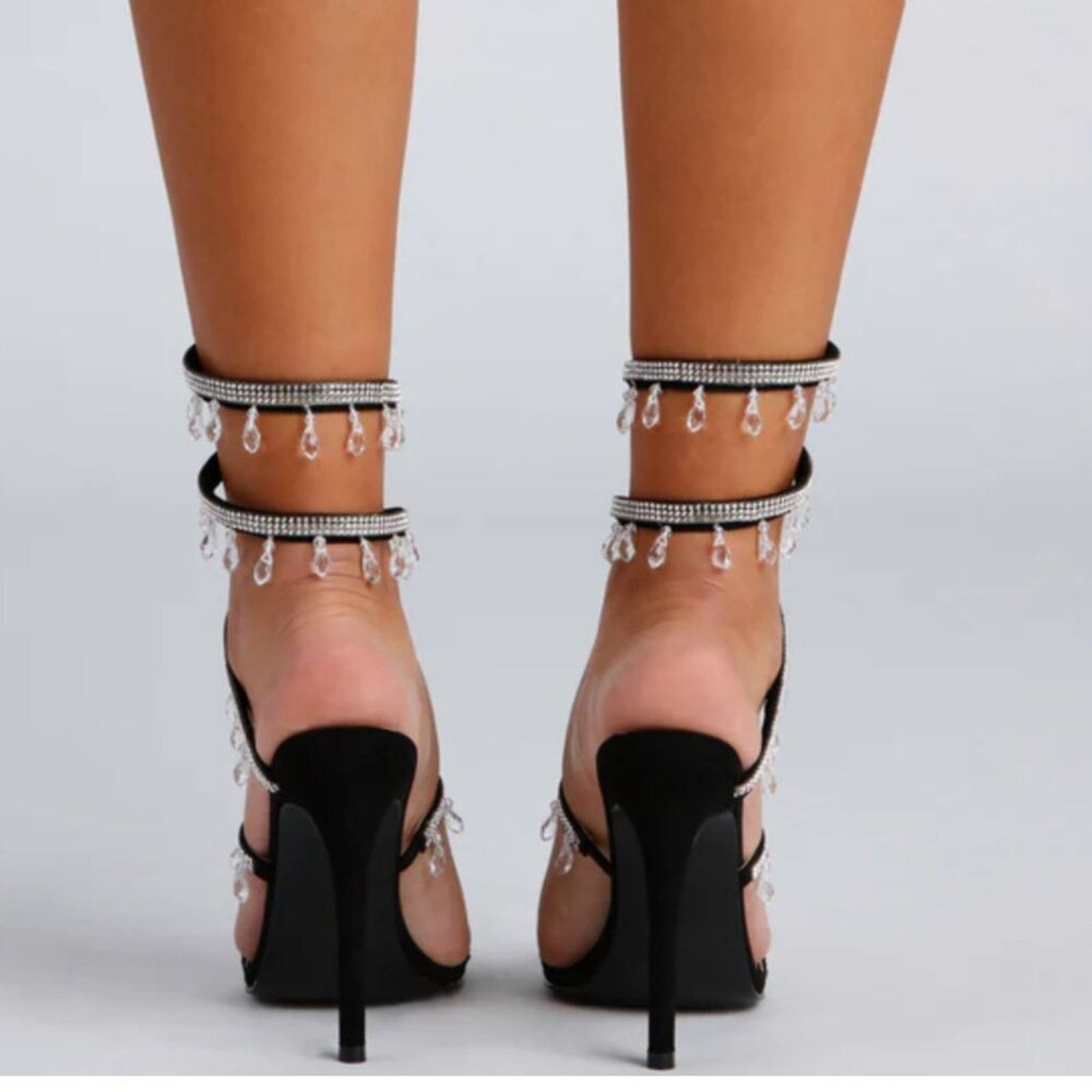 Other NWT Windsor A Thing Of Beauty Spiral Crystal Heels in Black Size US 8 / IT 38 - 4 Thumbnail