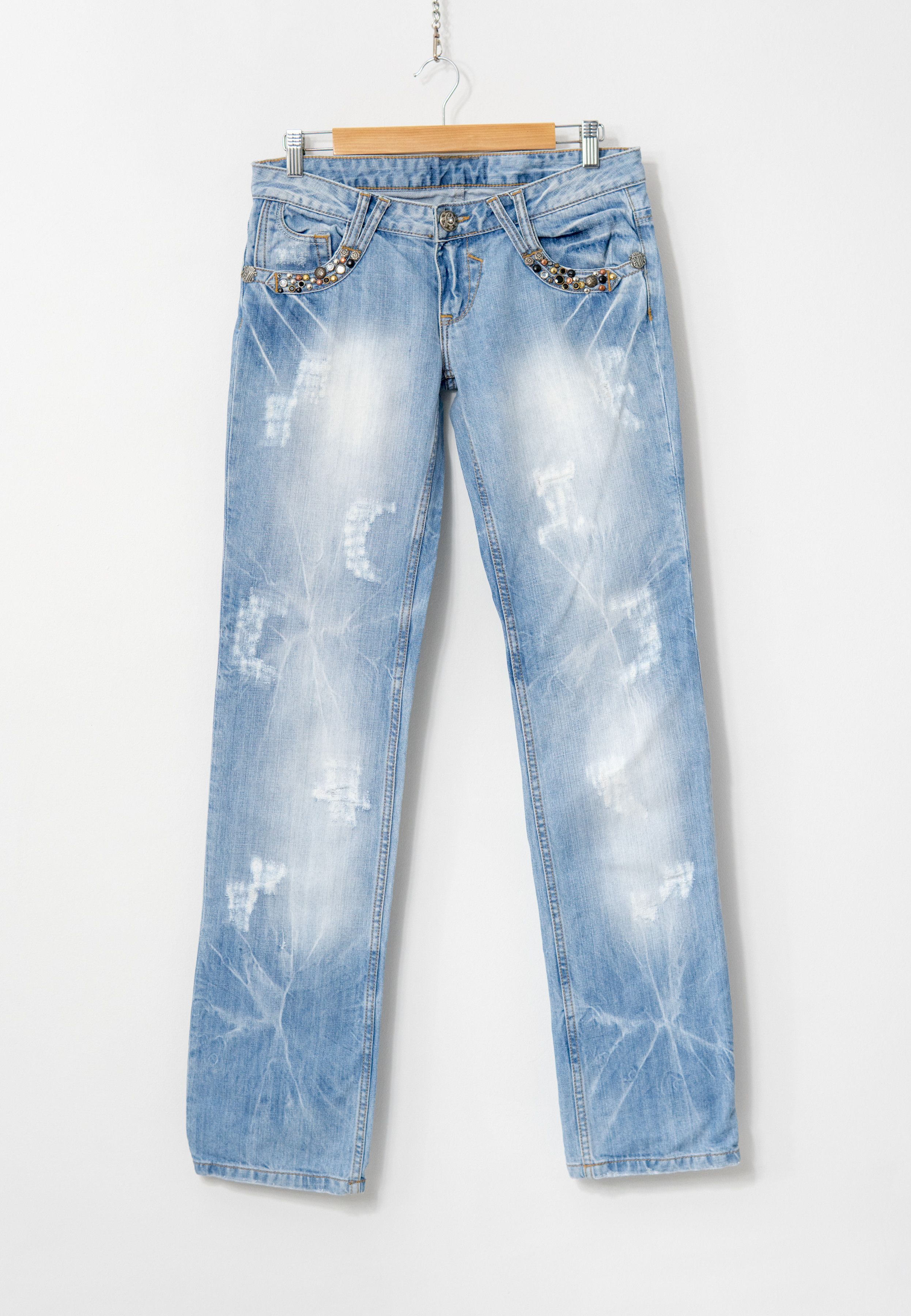 Just Cavalli Just Cavalli Light Blue Distressed Jeans W29 Straight Leg Size 29" - 1 Thumbnail