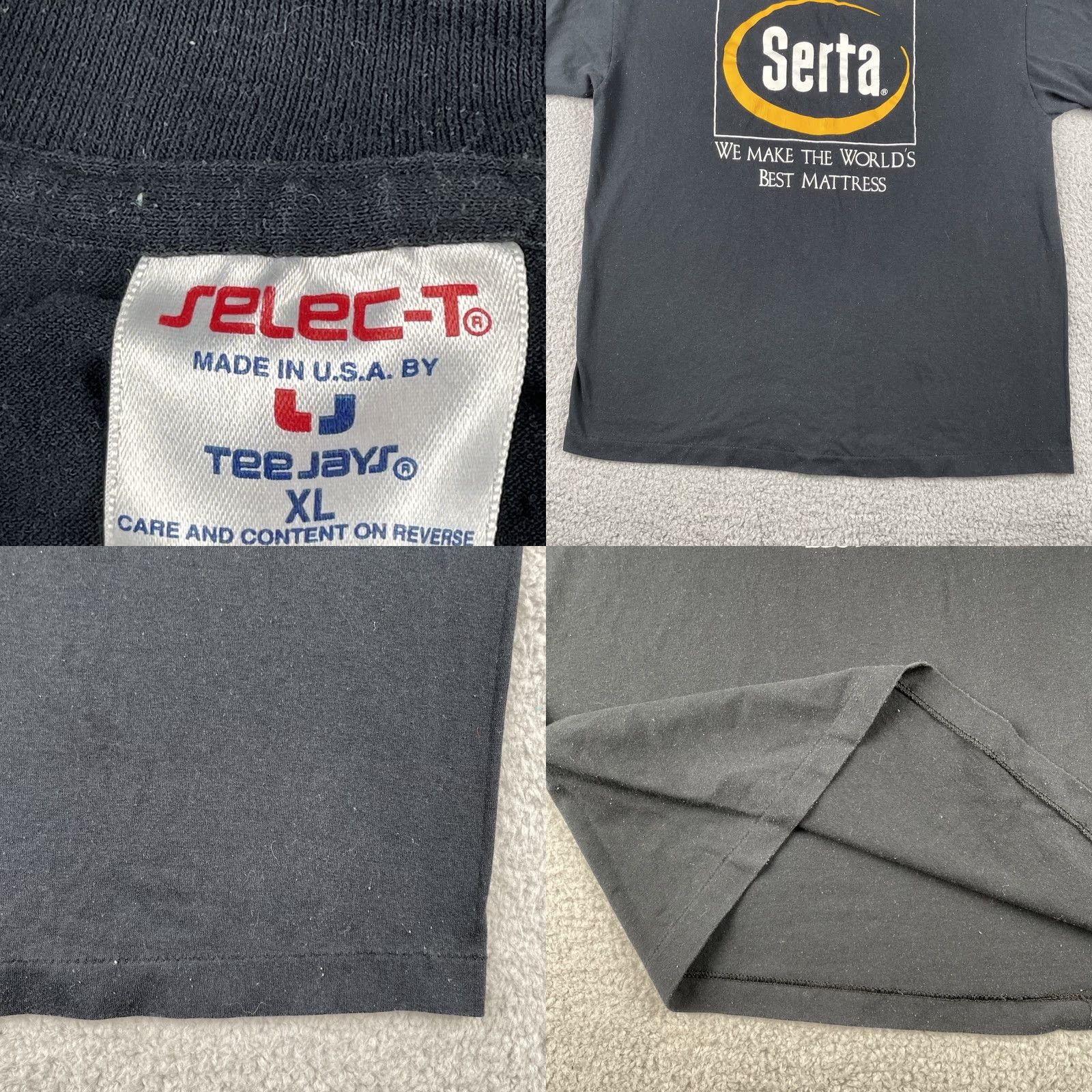 TEE JAYS VINTAGE Tee Jays Select Black XL Shirt Mens 90s USA Crew Neck Cotton Blend Short Sleeve Size US XL / EU 56 / 4 - 8 Thumbnail