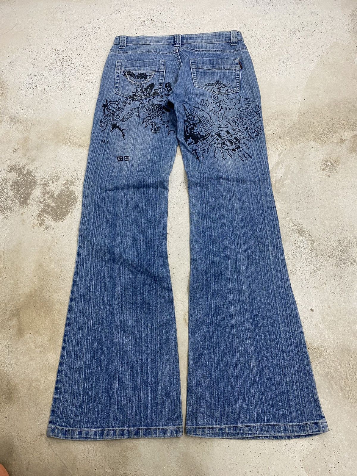 If Six Was Nine Flare Jean Xin Taii Classic Wear Art Black Tattoo Graphics Size US 29 - 9 Thumbnail