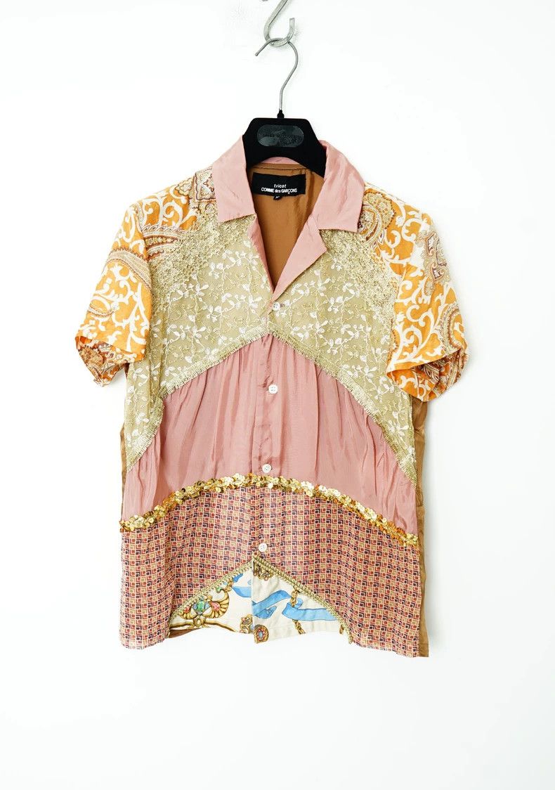 Comme des Garcons Silk Patchwork Embroidered Short Sleeve Shirt Size US M / EU 48-50 / 2 - 1 Thumbnail