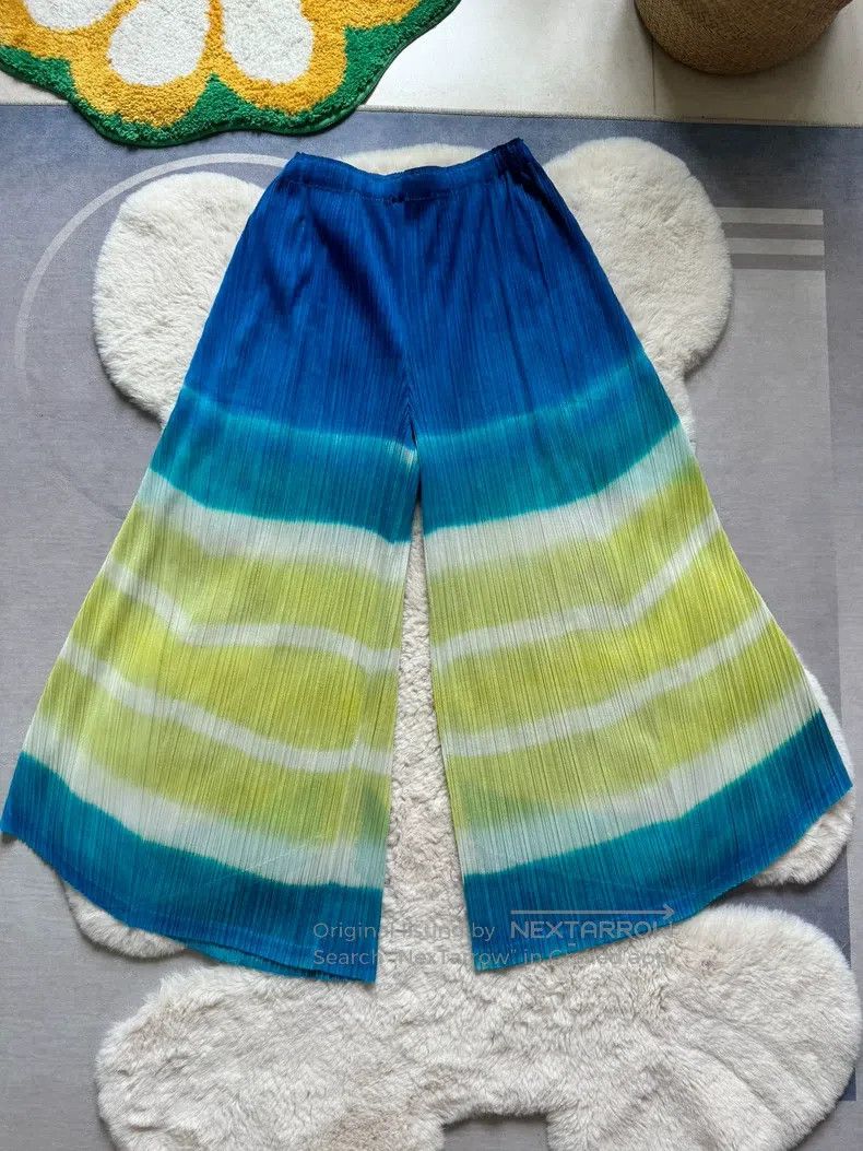 Issey Miyake Color Block Wide-Leg Pants