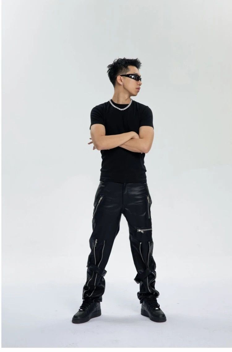 Leather × Vintage Cool Black Pu Leather Pants Men Size US 32 / EU 48 - 1 Thumbnail