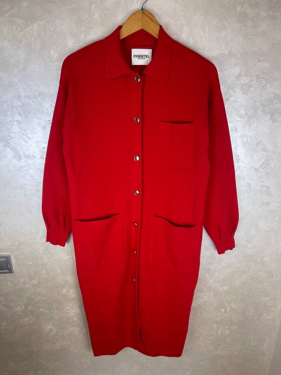 Essentiel Antwerp Essentiel Antwerp Red Knit Shirt Dress XS Wool Size XS / US 0-2 / IT 36-38 - 2 Thumbnail