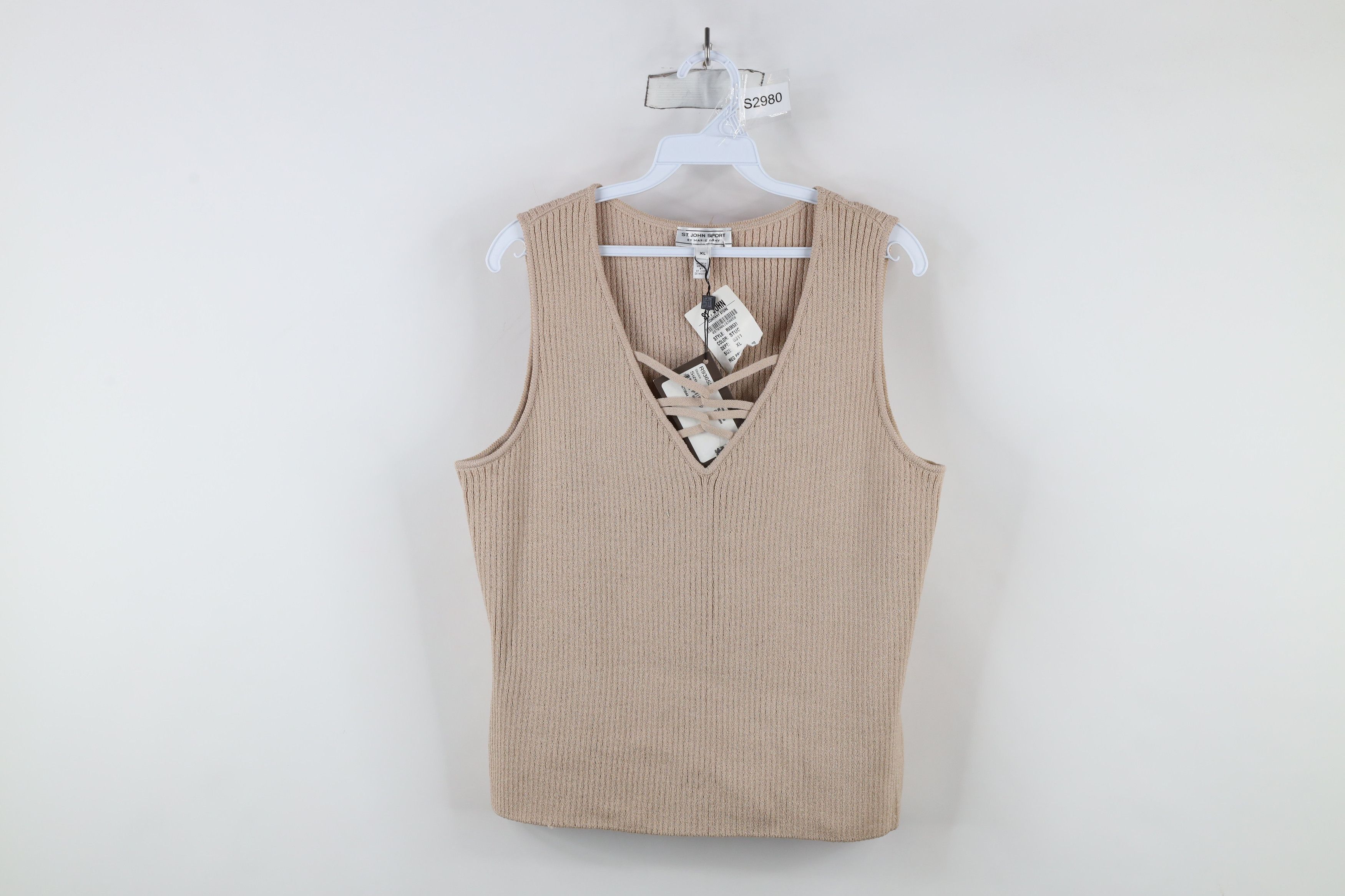 Deadstock Vintage 90s St John Sport Ribbed Sweater Stucco