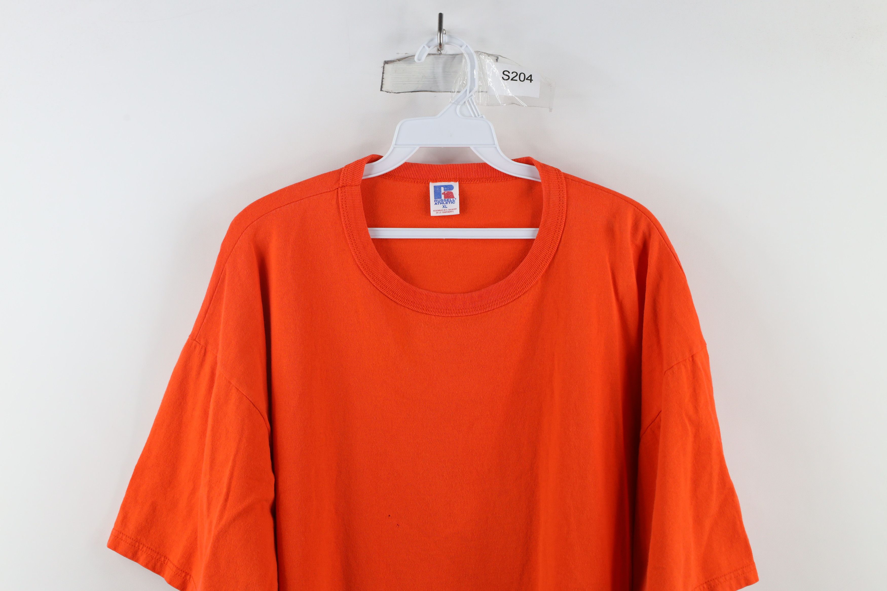 Russell Athletic × Vintage Vintage 90s Russell Athletic Blank Cotton T-Shirt Orange Size US XL / EU 56 / 4 - 2 Thumbnail