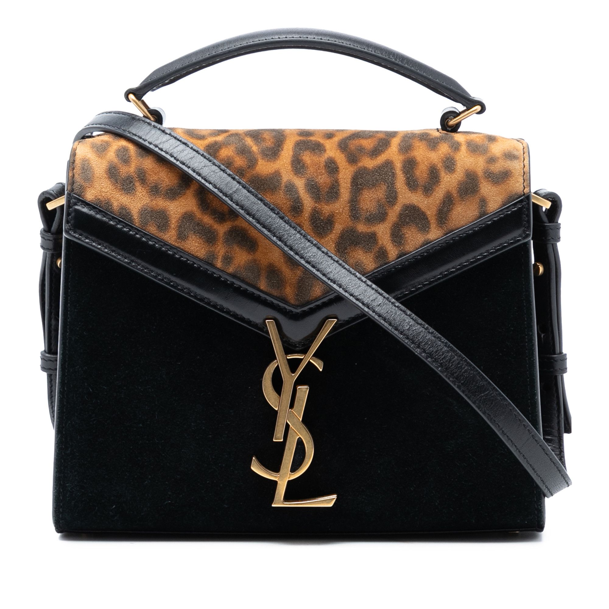 Yves Saint Laurent Yves Saint Laurent Mini Suede Leopard Print Monogram Cassandra Top Handle Bag Size ONE SIZE - 1 Thumbnail