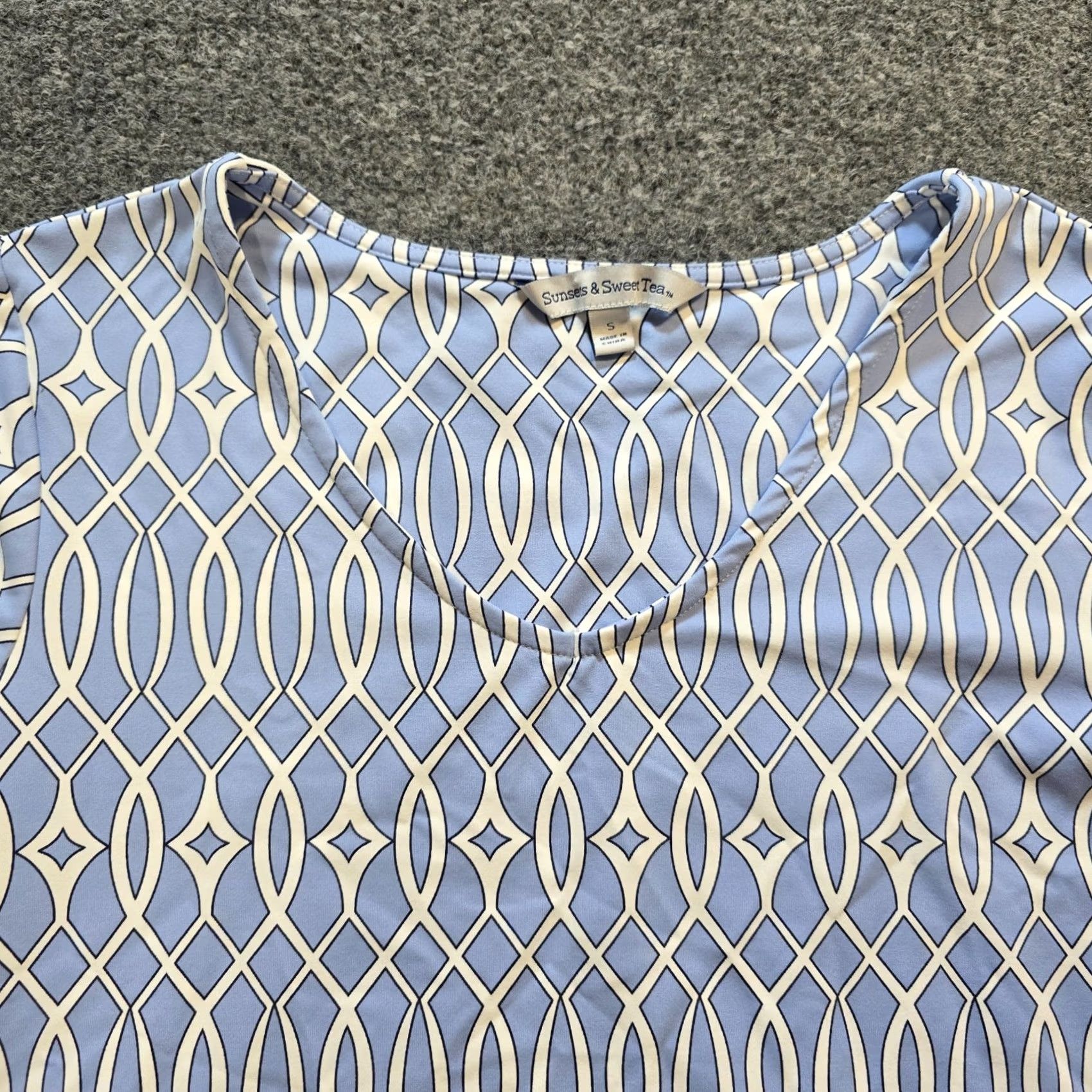 Vintage Sunsets Sweet Tea Top Womens Size Small Blue Stretchy No Iron Performance Golf Shirt Size S / US 4 / IT 40 - 2 Thumbnail